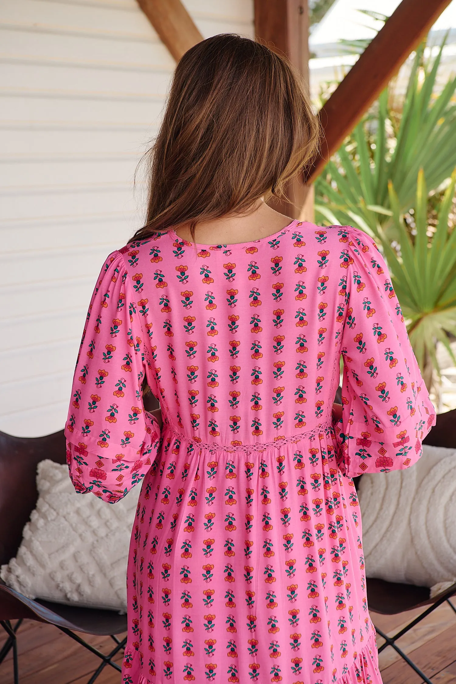 Raspberry Romance Print Monday Midi Dress sold by Lilac and Mila product image thumbnail 4