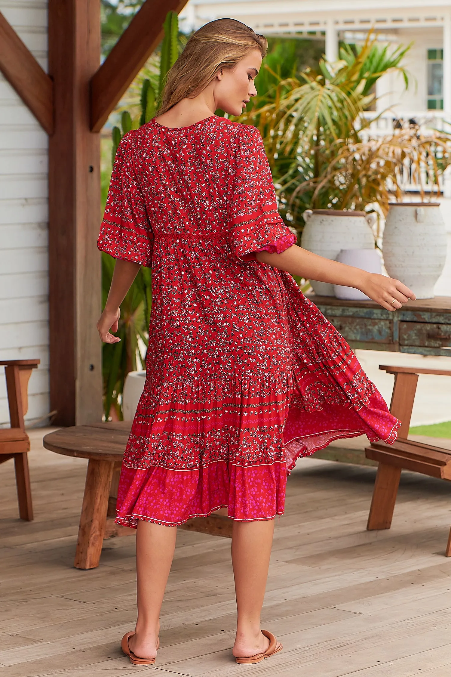 Cherry Bomb Print Monday Midi Dress sold by Lilac and Mila product image thumbnail 4