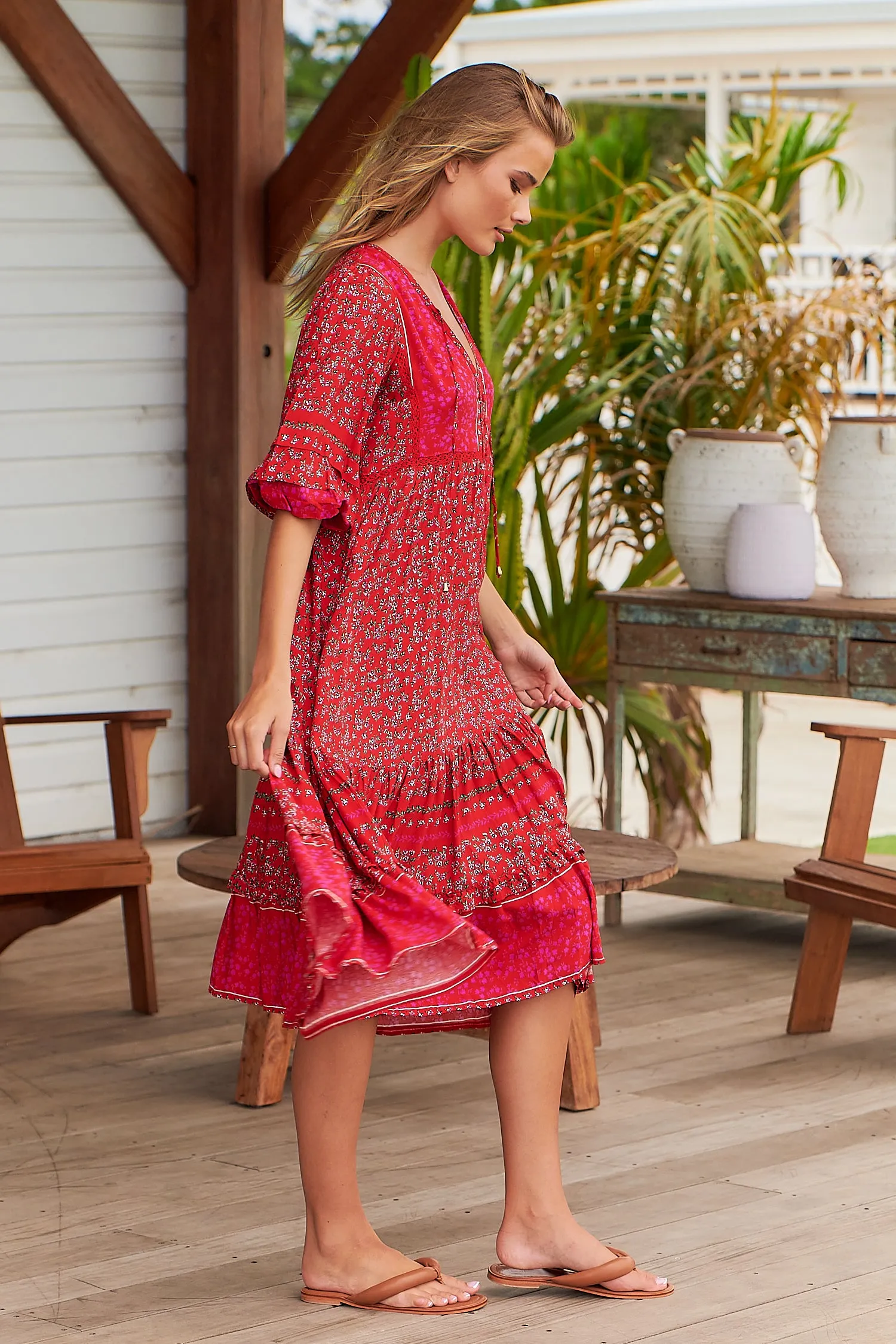 Cherry Bomb Print Monday Midi Dress sold by Lilac and Mila product image thumbnail 3