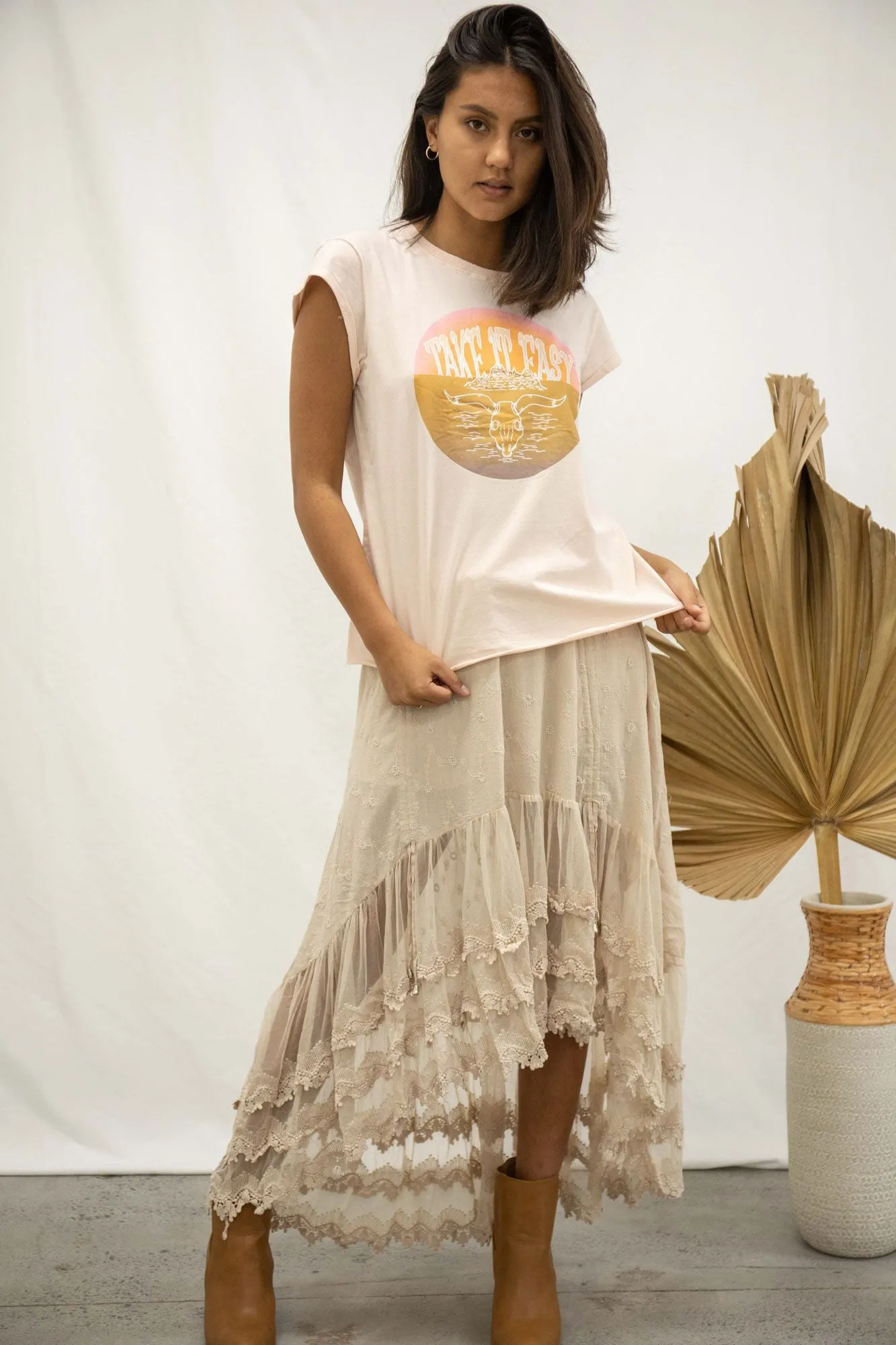 Take it Easy Tee - Blush sold by Lilac and Mila