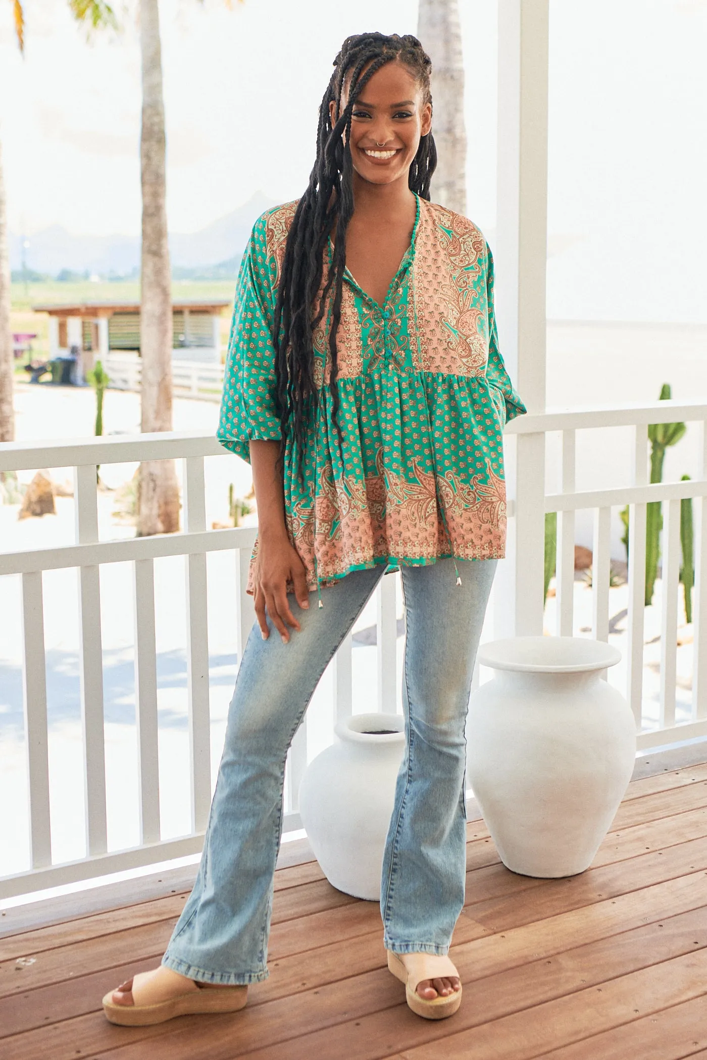 Jade Print Chloe Top sold by Lilac and Mila product image thumbnail 2