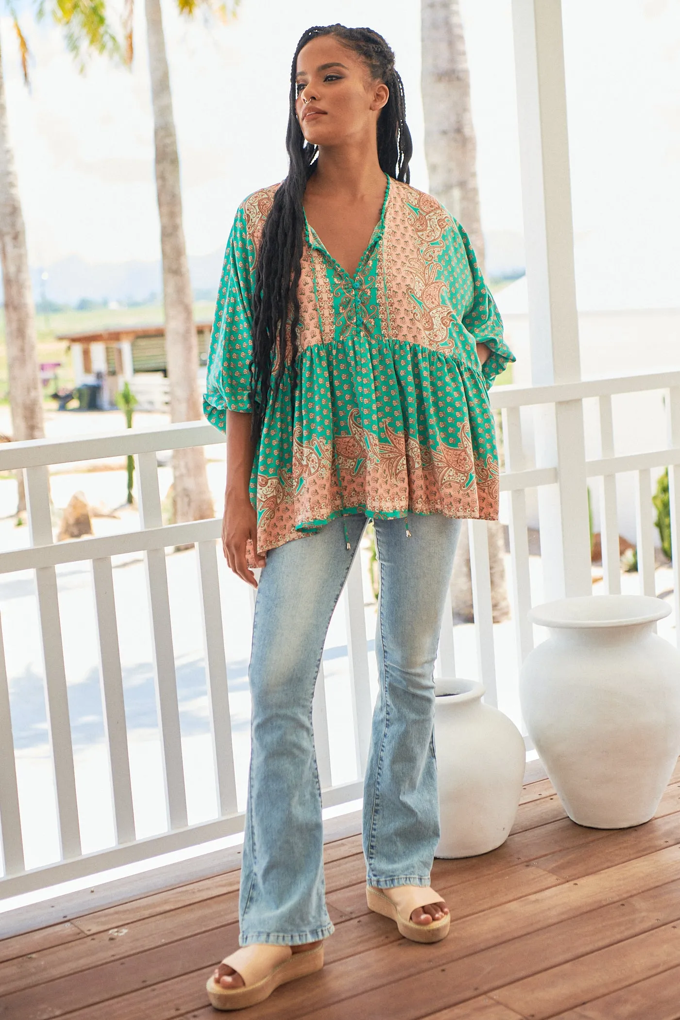 Jade Print Chloe Top sold by Lilac and Mila product image thumbnail 4