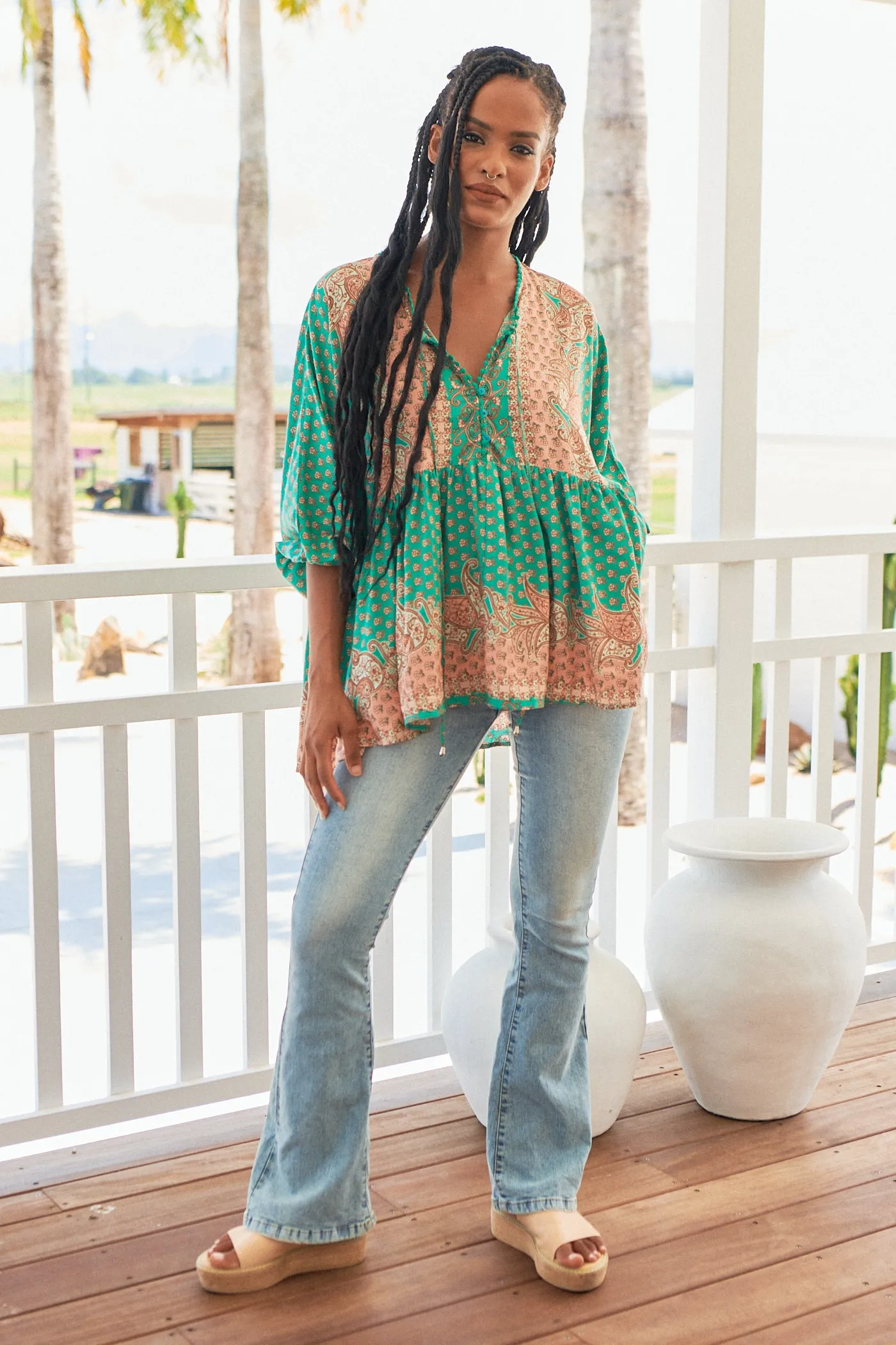 Jade Print Chloe Top sold by Lilac and Mila product image thumbnail 3