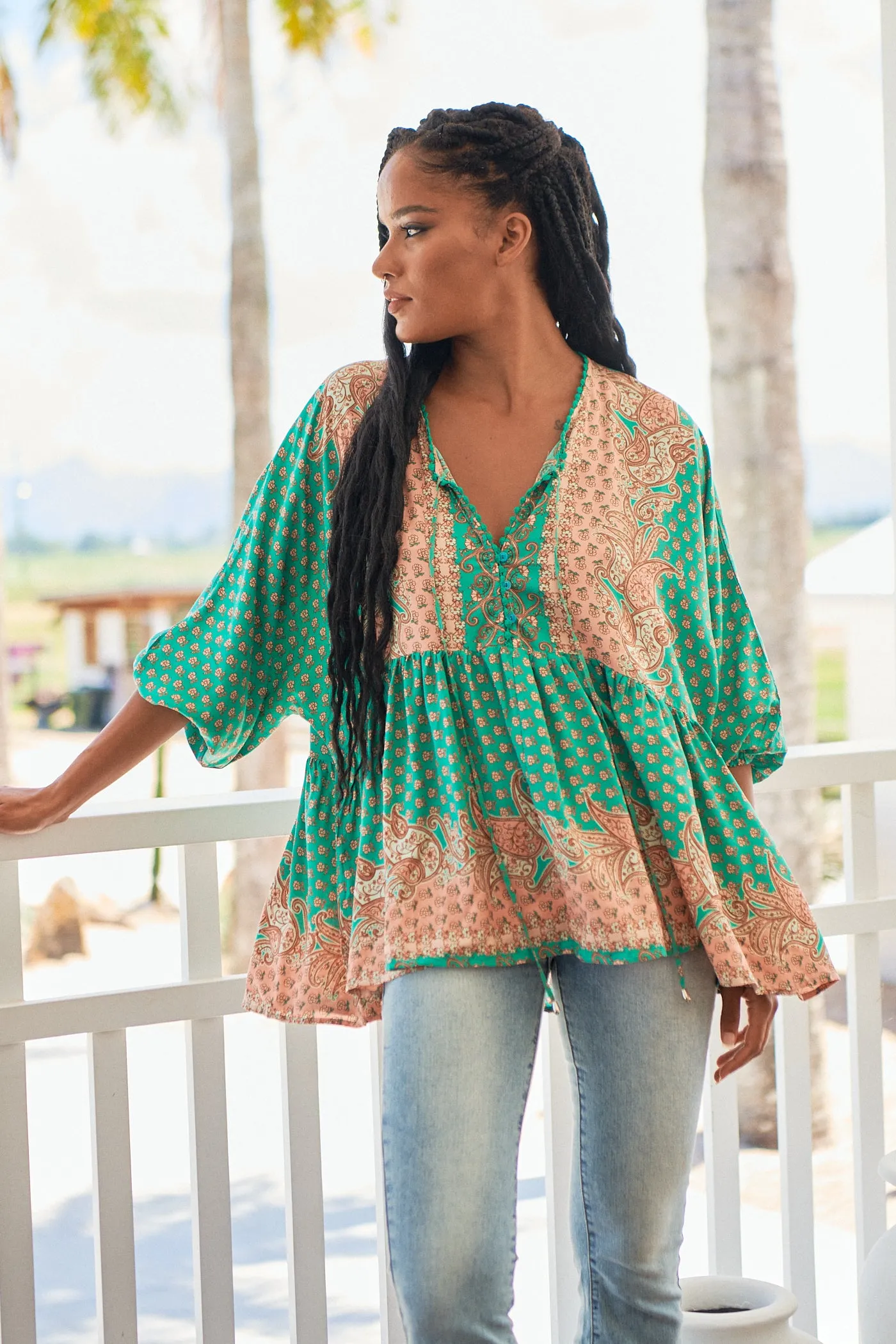 Jade Print Chloe Top sold by Lilac and Mila