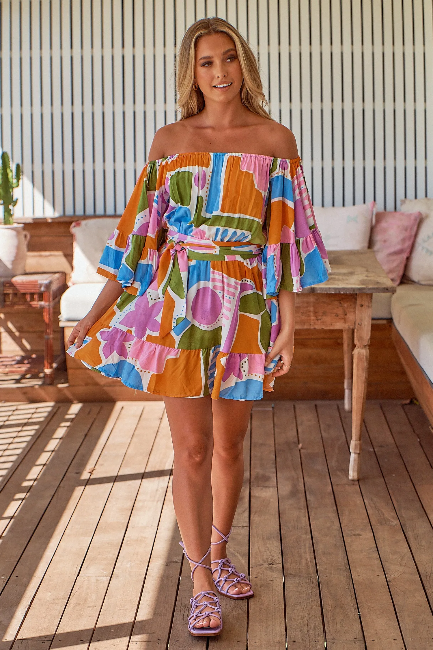 Pablo Print Jasmine Mini Dress sold by Lilac and Mila