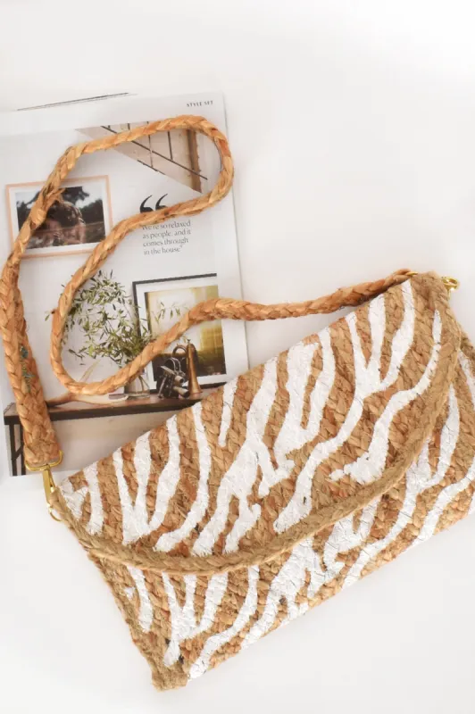 Jungle Print Clutch ~ White sold by Lilac and Mila