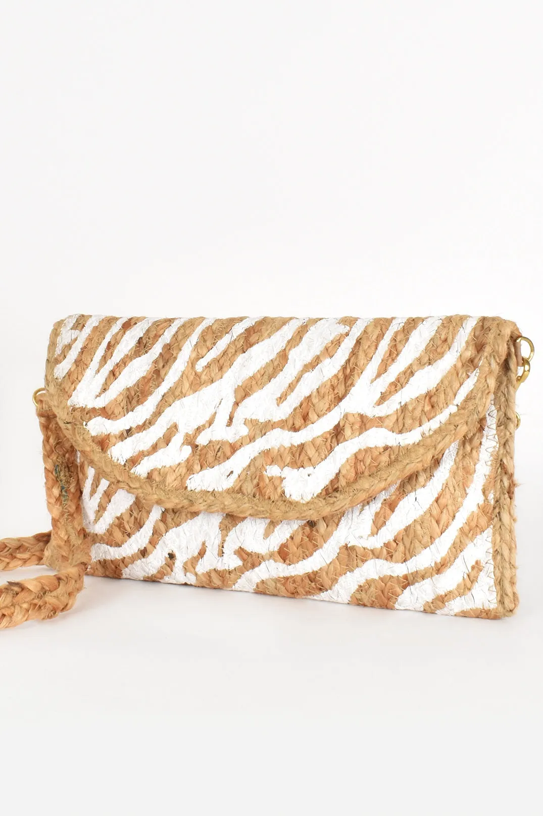 Jungle Print Clutch ~ White sold by Lilac and Mila product image thumbnail 3