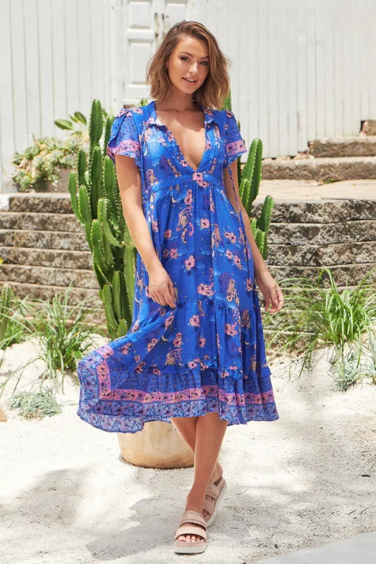 Soleil Print Nella Midi Dress sold by Lilac and Mila