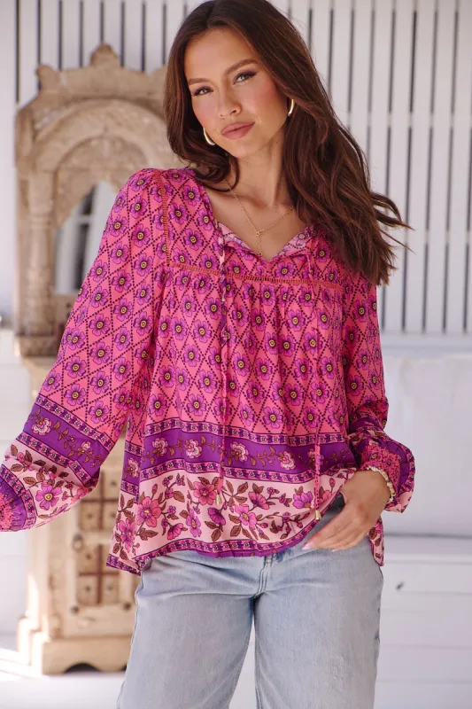 Jolene Print Quinn Blouse sold by Lilac and Mila