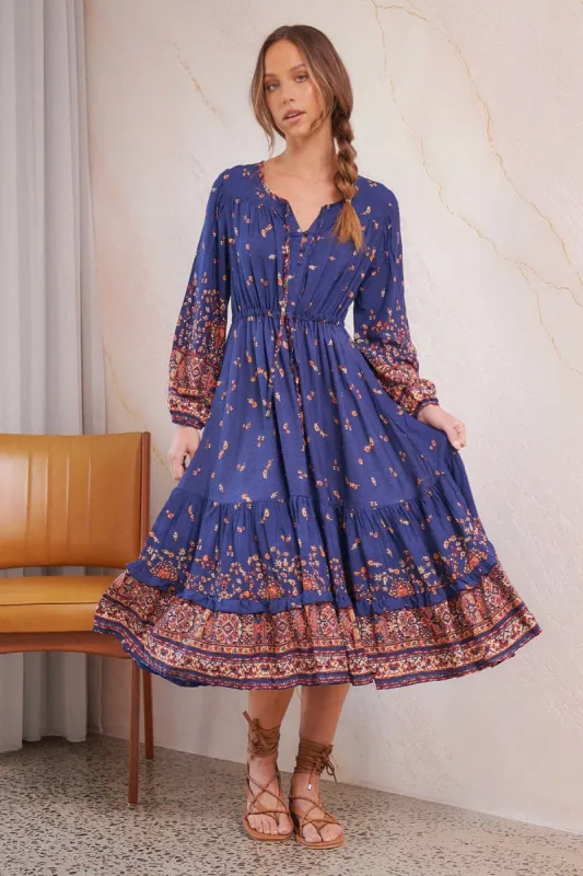 Esta Print Olly Midi Dress sold by Lilac and Mila