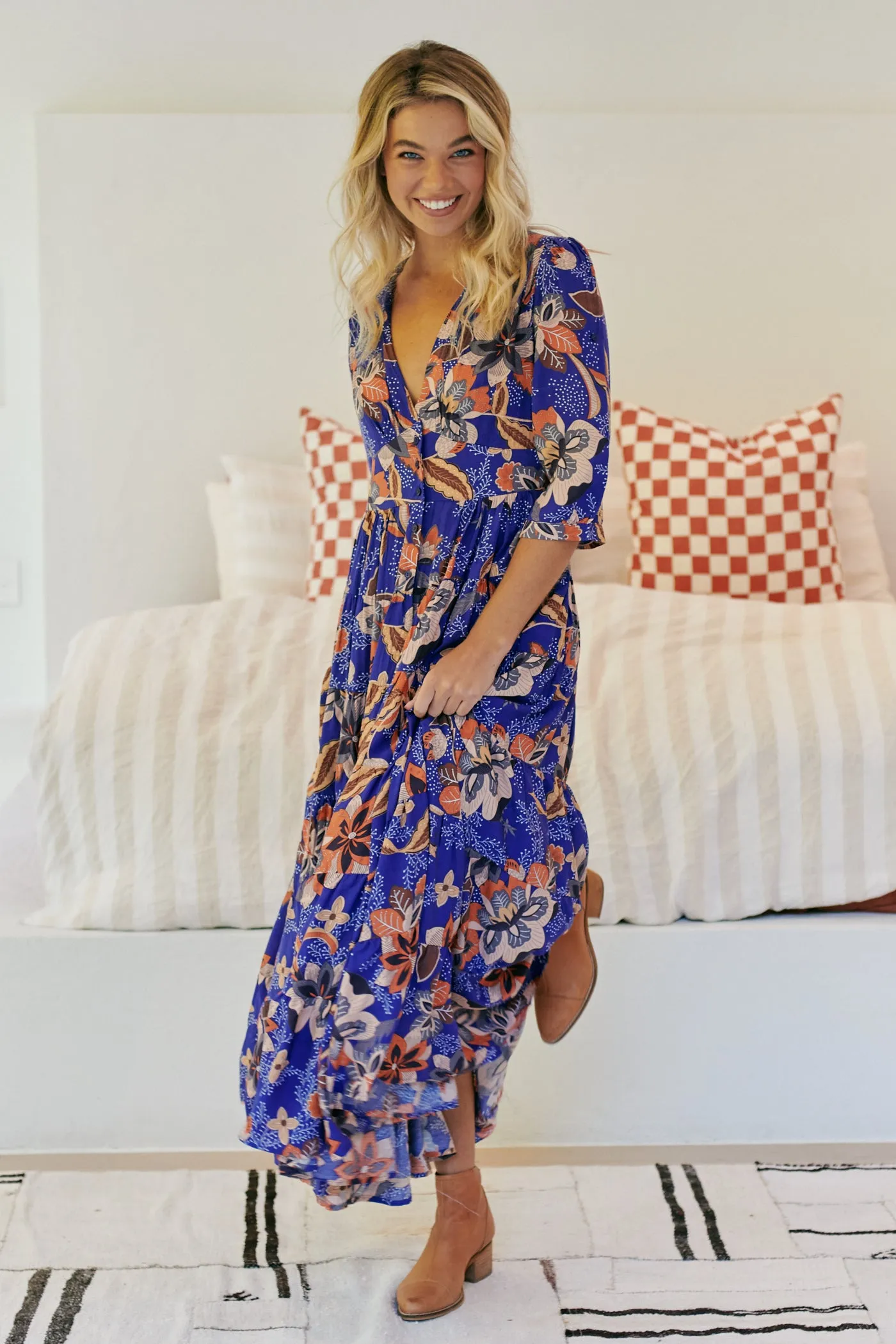 Santiago Print Berry Maxi Dress sold by Lilac and Mila product image thumbnail 2