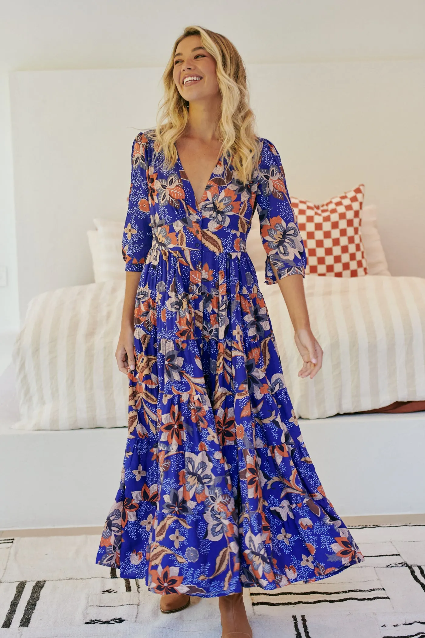 Santiago Print Berry Maxi Dress sold by Lilac and Mila product image thumbnail 4