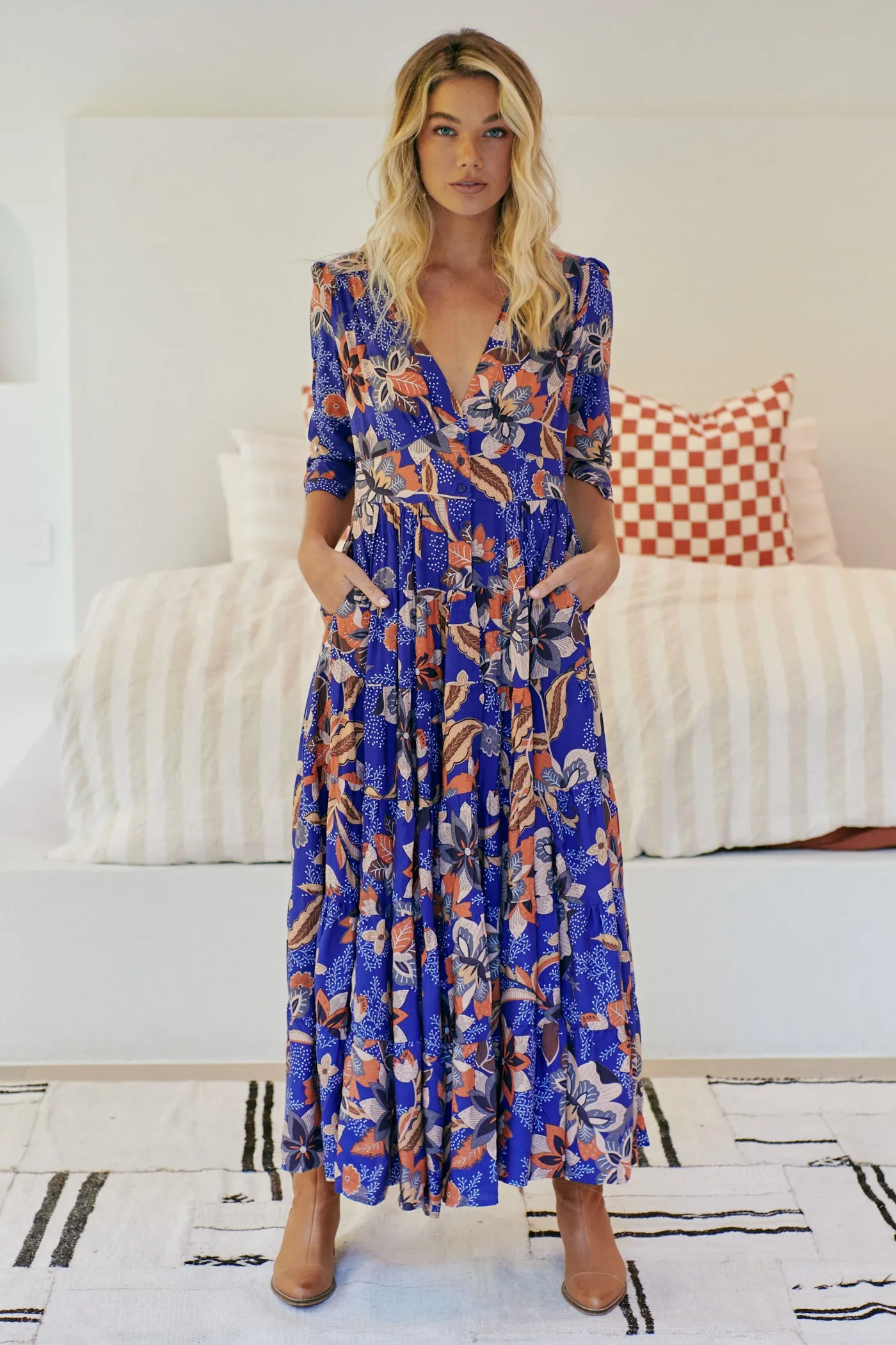 Santiago Print Berry Maxi Dress sold by Lilac and Mila product image thumbnail 5