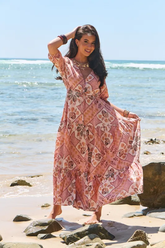 Tahitian Print Tessa Maxi sold by Lilac and Mila