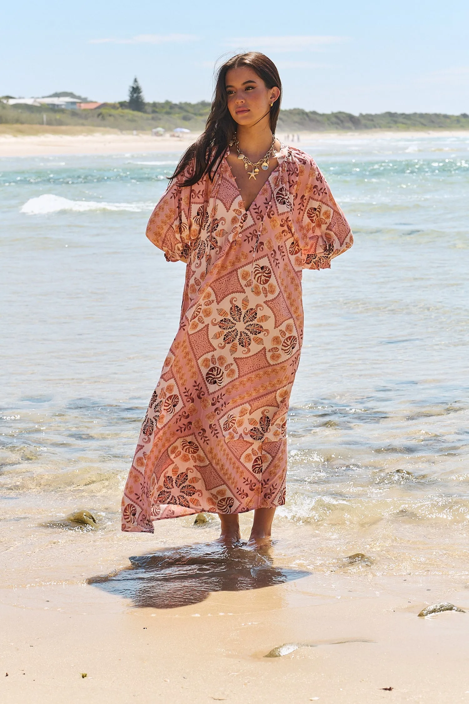 Tahitian Print Bree Maxi sold by Lilac and Mila