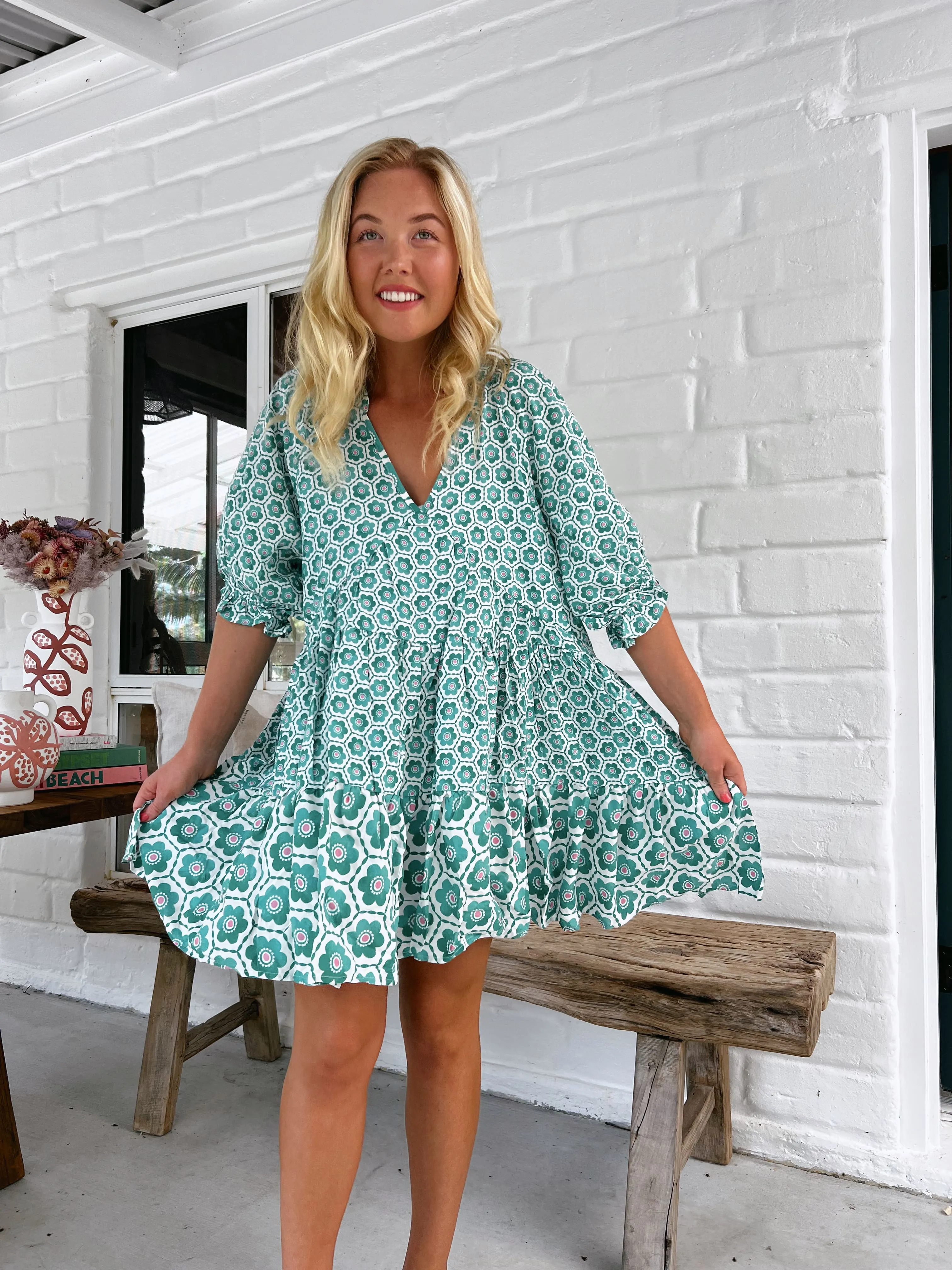 Watermelon Sugar Print Petal Mini Dress sold by Lilac and Mila product image thumbnail 4