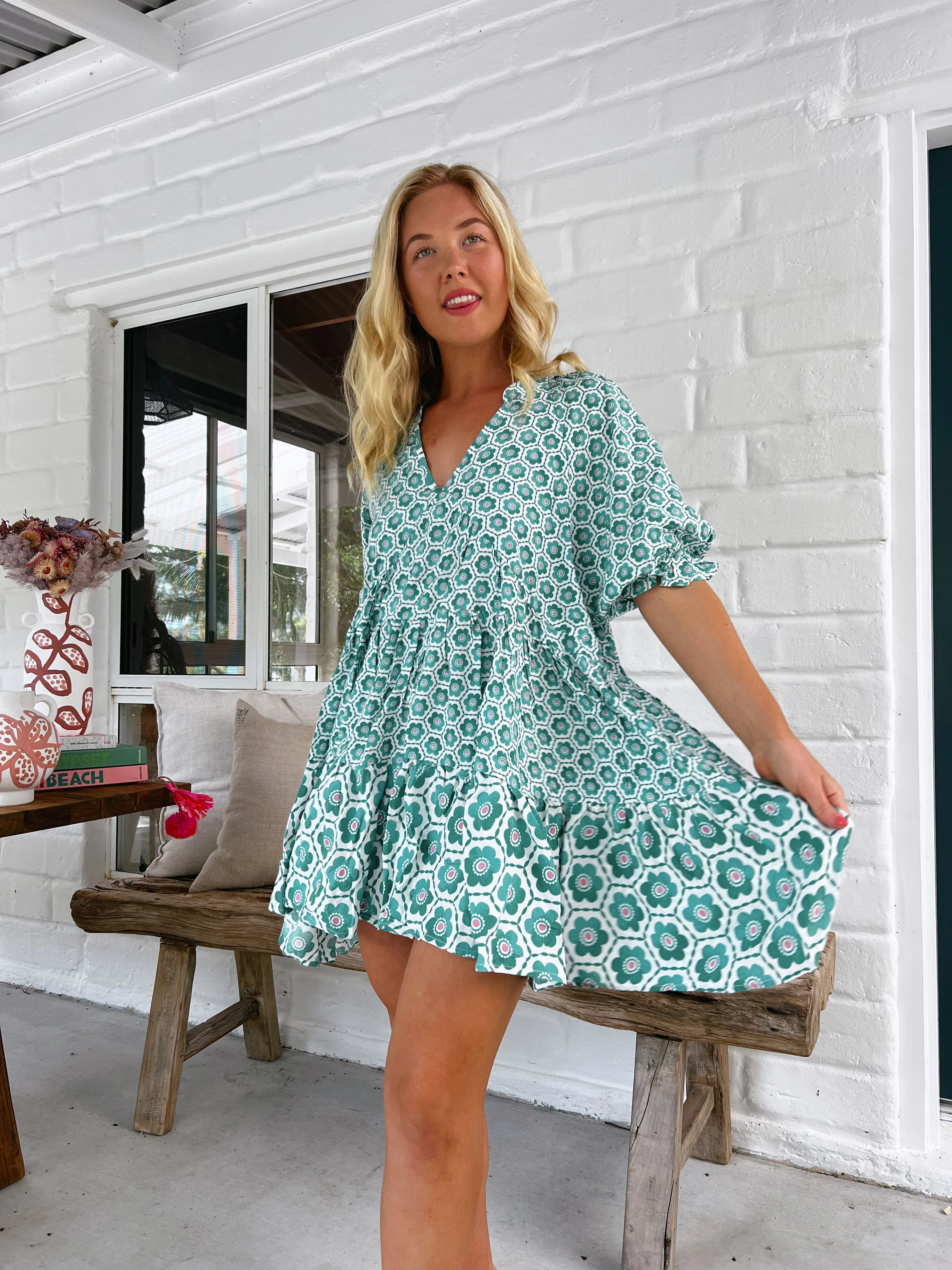 Watermelon Sugar Print Petal Mini Dress sold by Lilac and Mila product image thumbnail 5