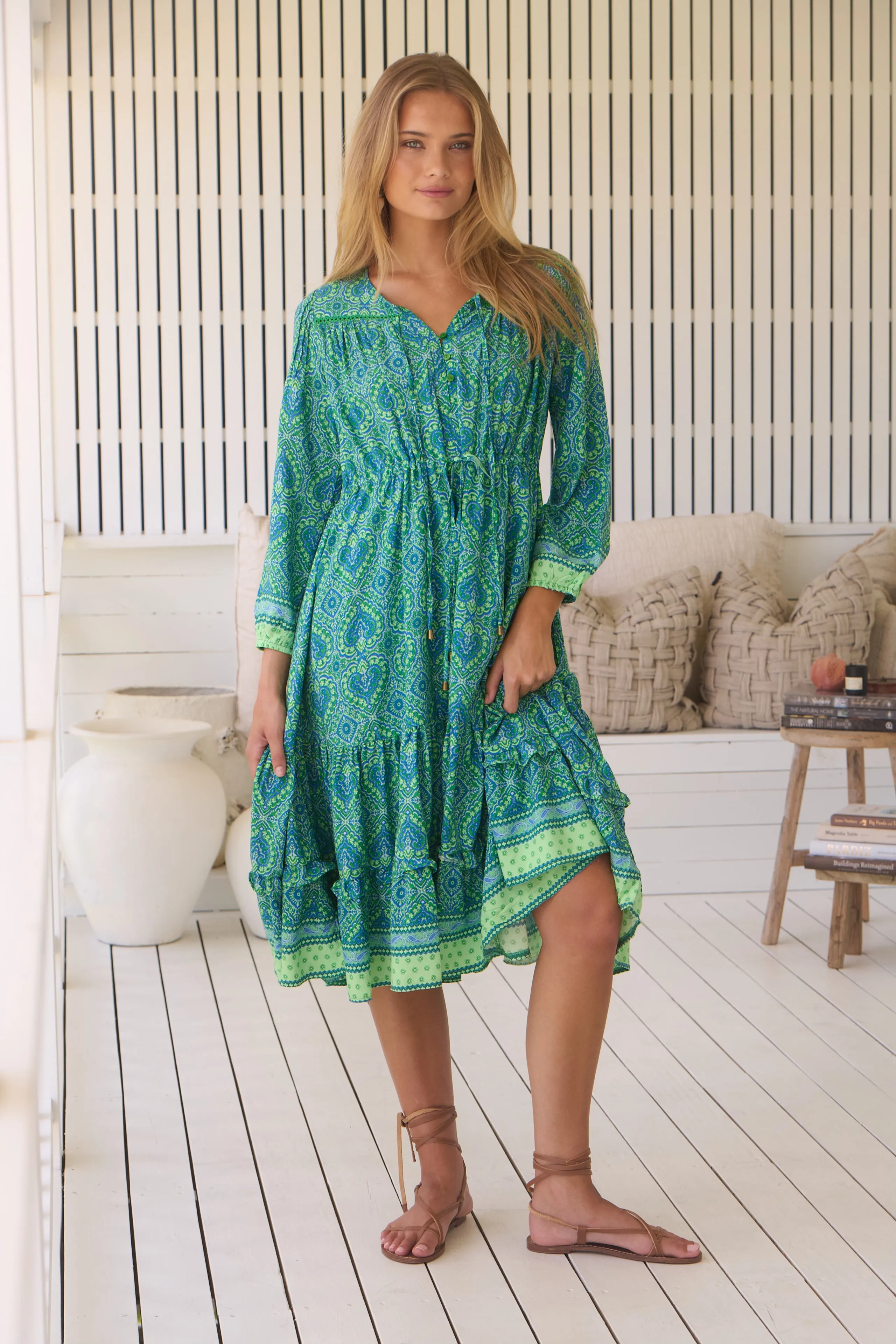 Tranquility Print Olly Midi Dress sold by Lilac and Mila