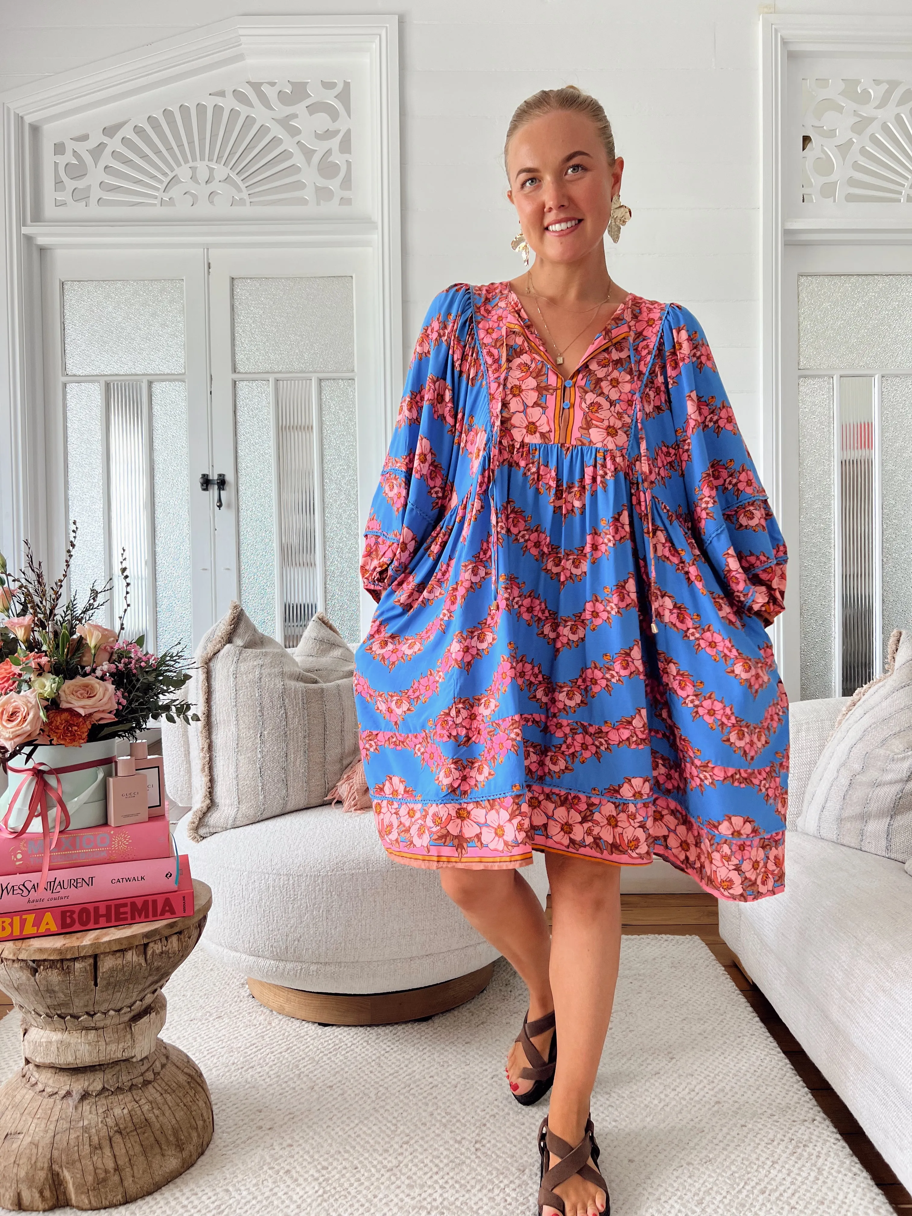 Little Flowers Print Adela Midi Dress sold by Lilac and Mila