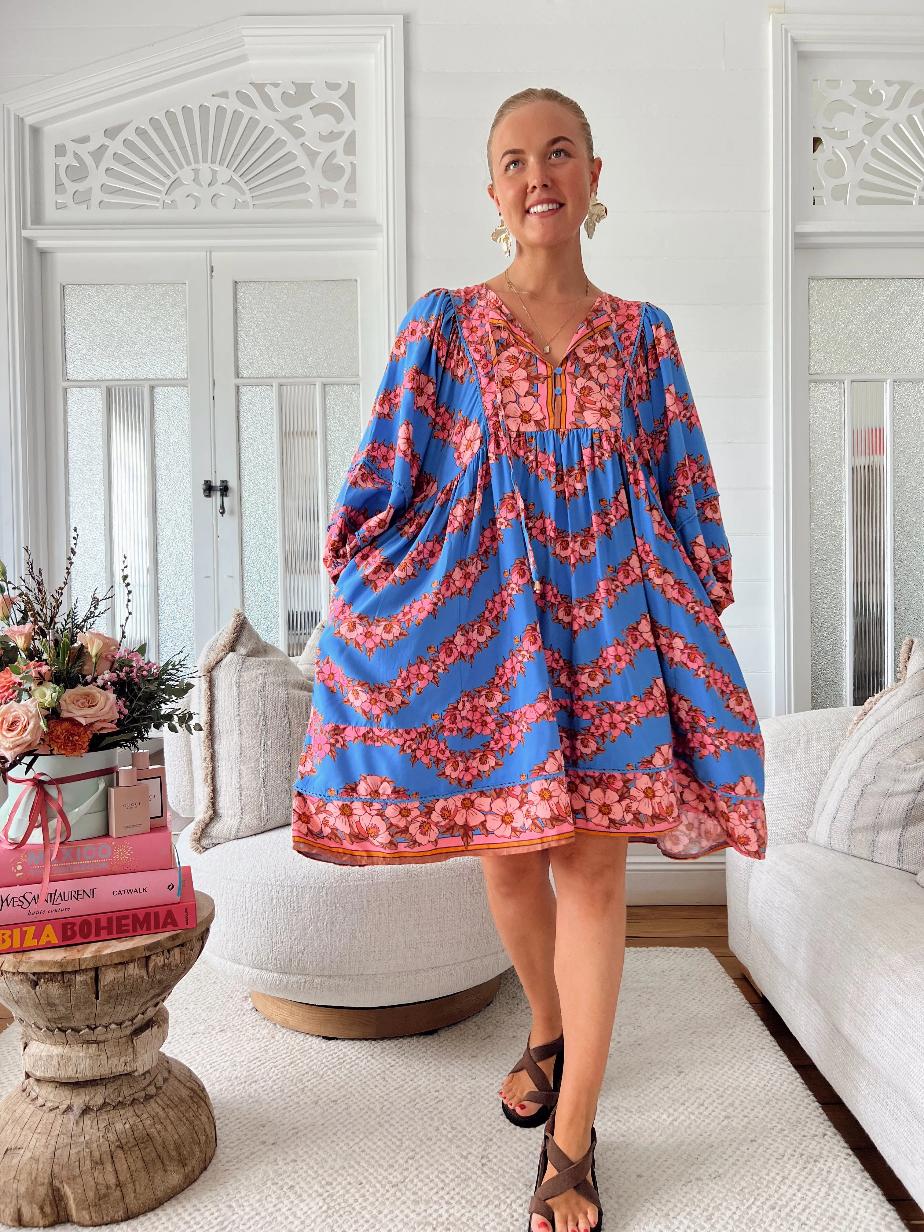 Little Flowers Print Adela Midi Dress sold by Lilac and Mila product image thumbnail 2