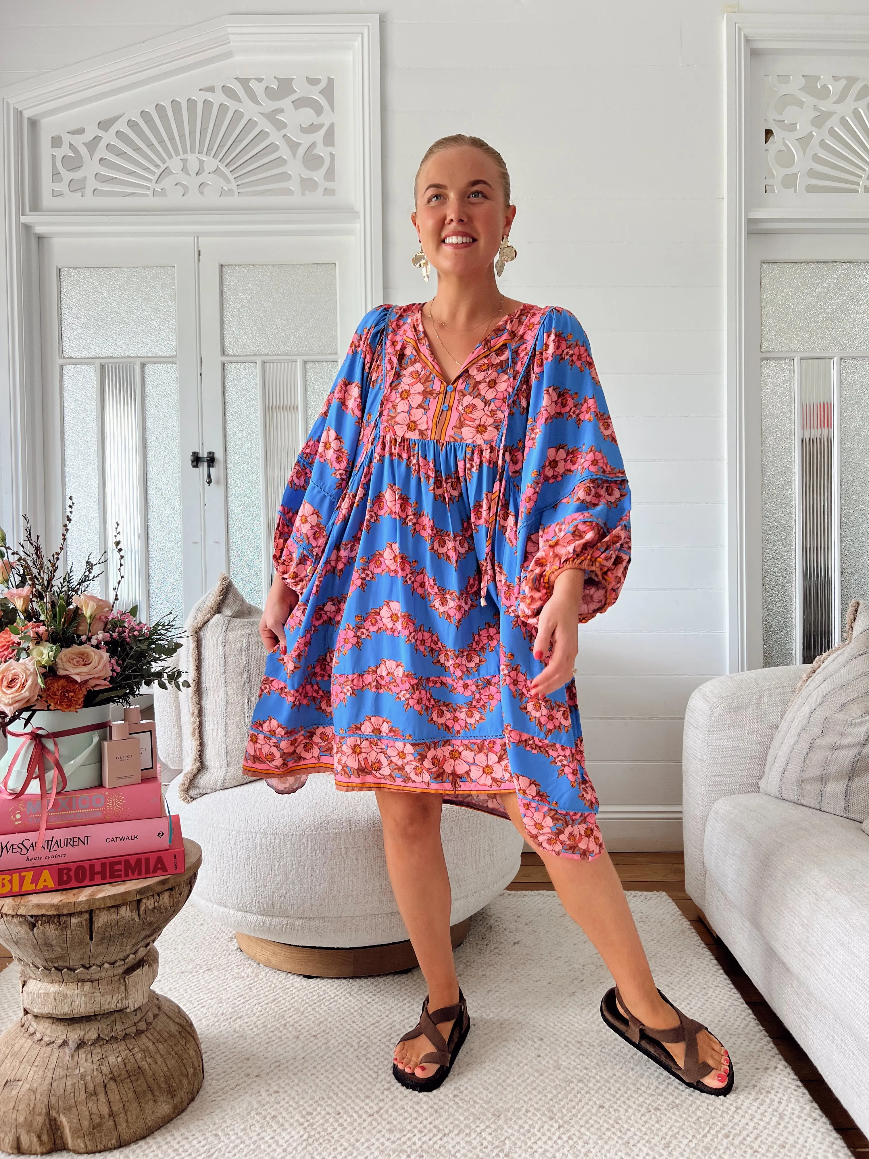 Little Flowers Print Adela Midi Dress sold by Lilac and Mila product image thumbnail 3