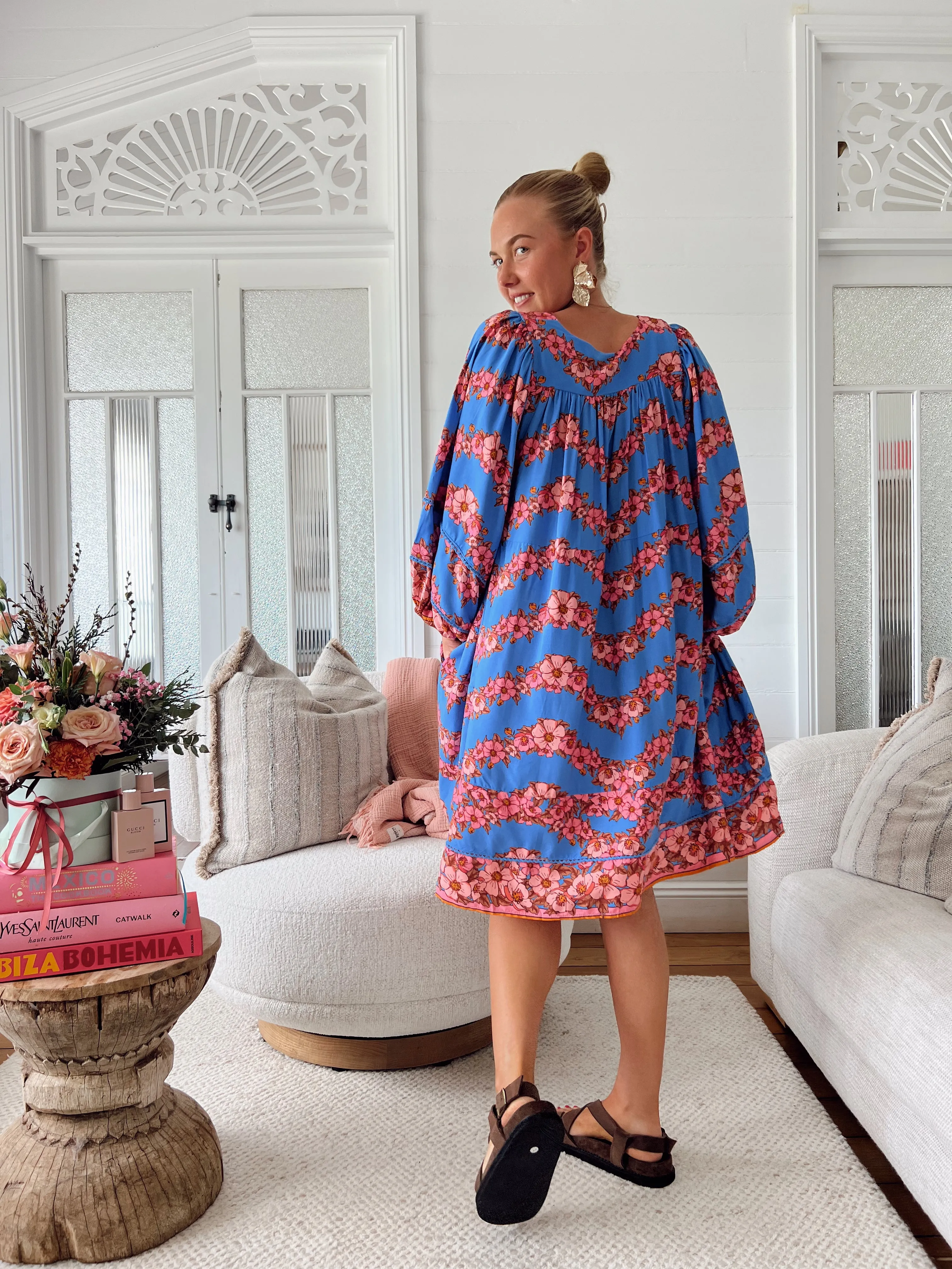 Little Flowers Print Adela Midi Dress sold by Lilac and Mila product image thumbnail 5