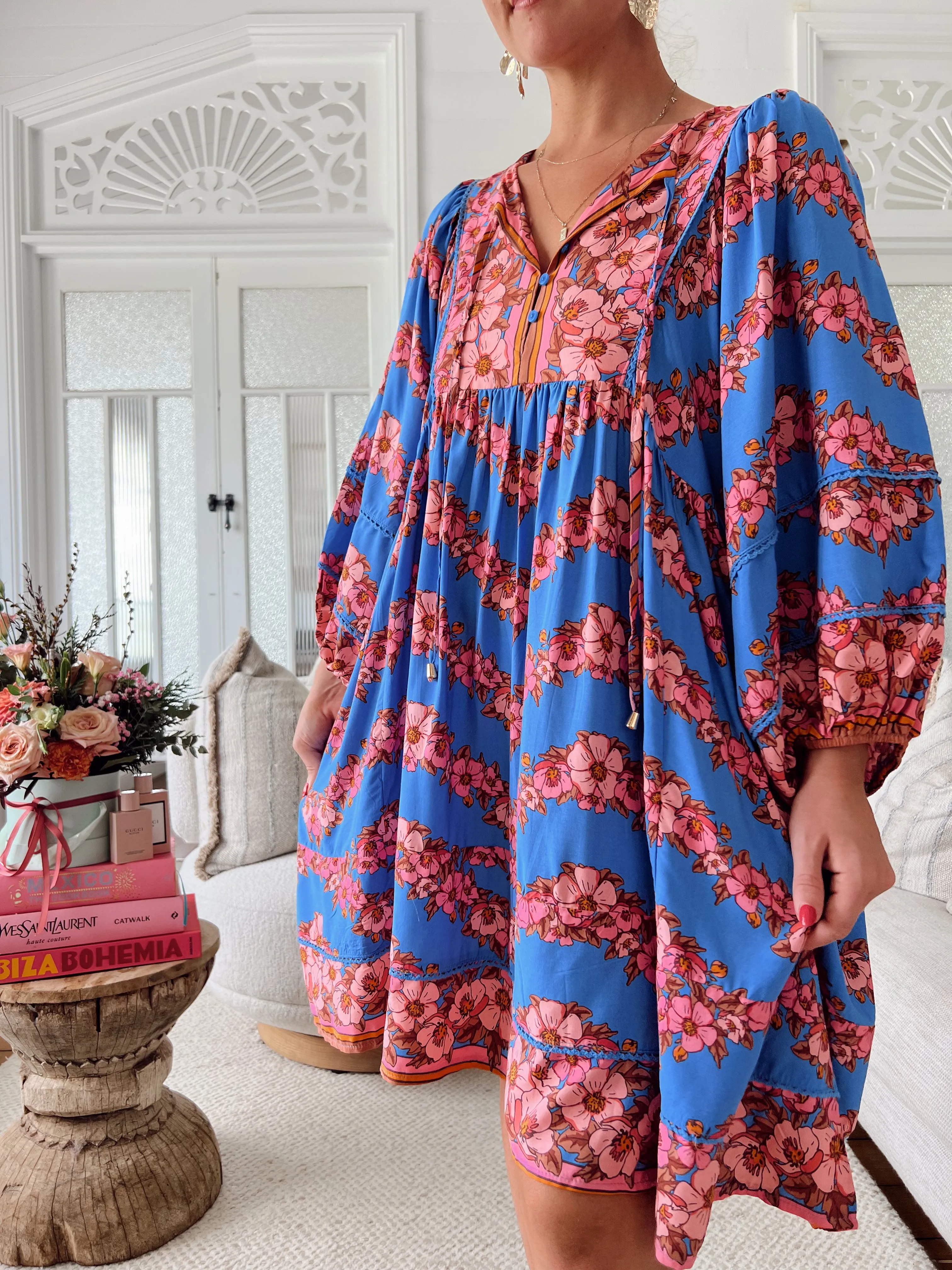 Little Flowers Print Adela Midi Dress sold by Lilac and Mila product image thumbnail 4