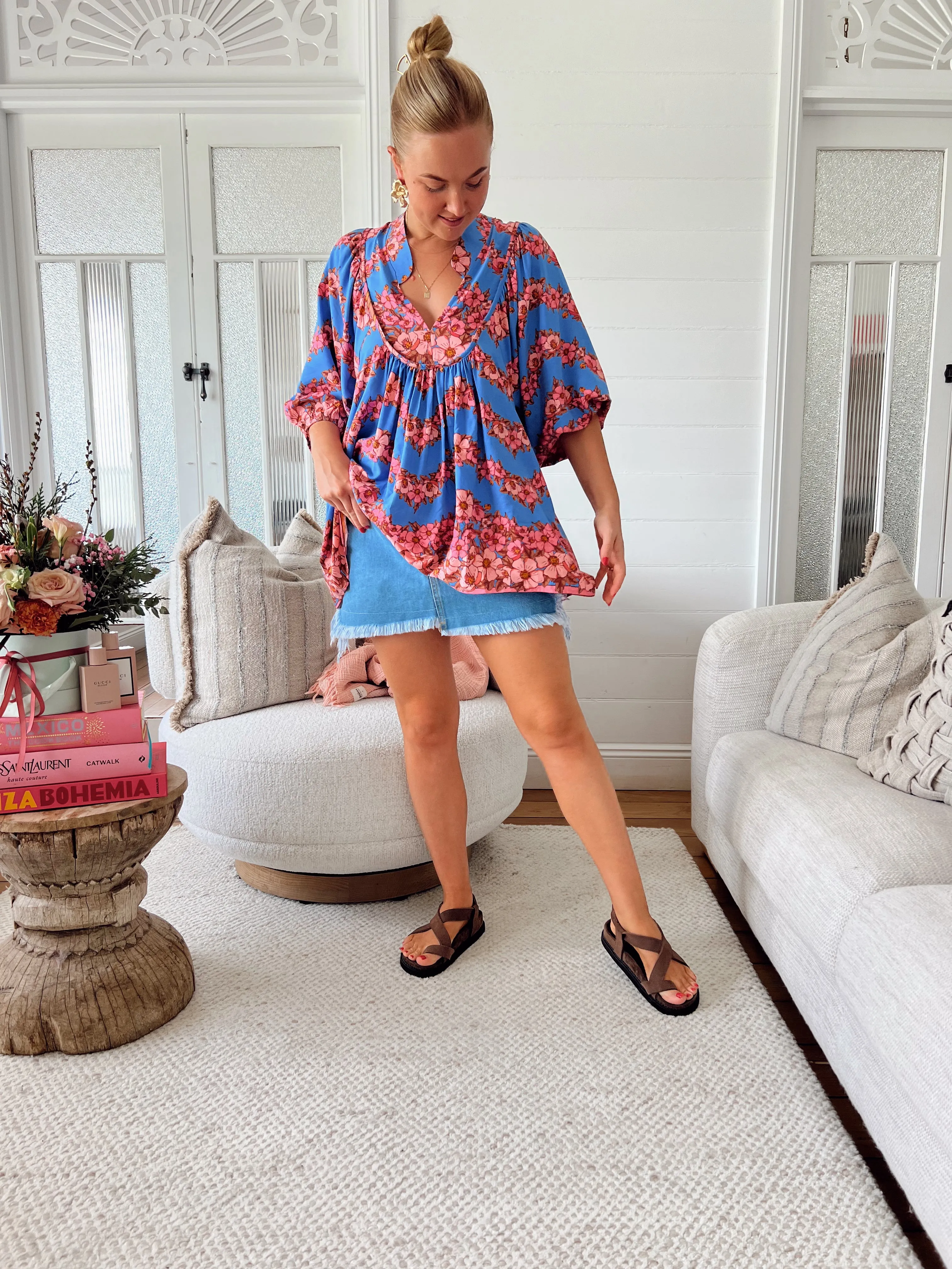 Little Flowers Print Boheme Blouse sold by Lilac and Mila product image thumbnail 4