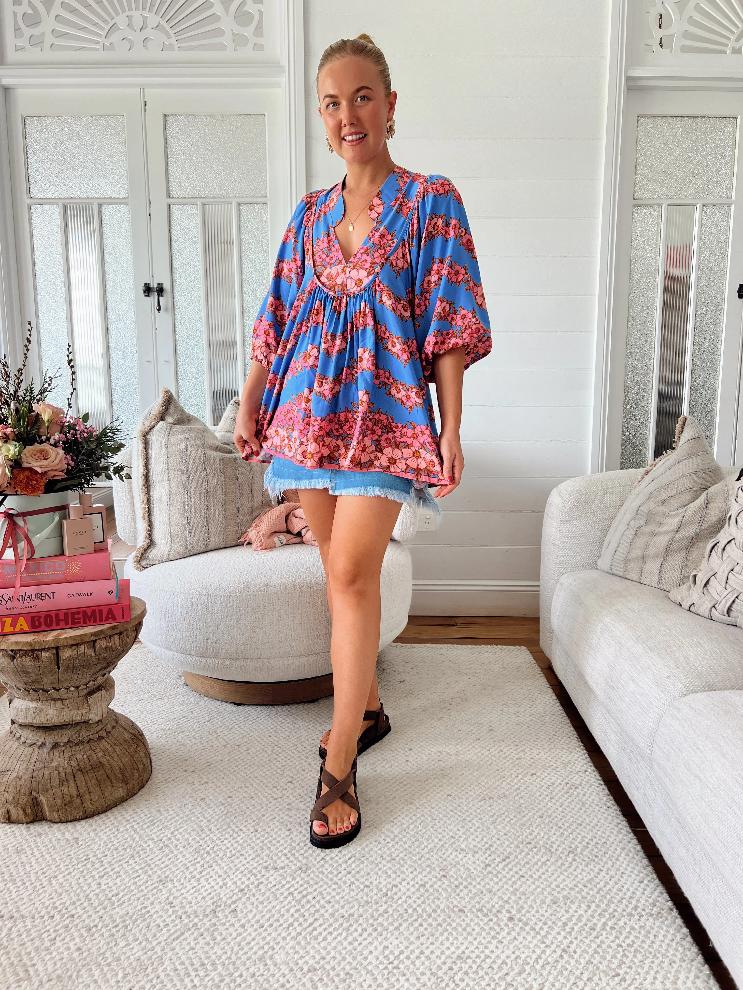 Little Flowers Print Boheme Blouse sold by Lilac and Mila product image thumbnail 3