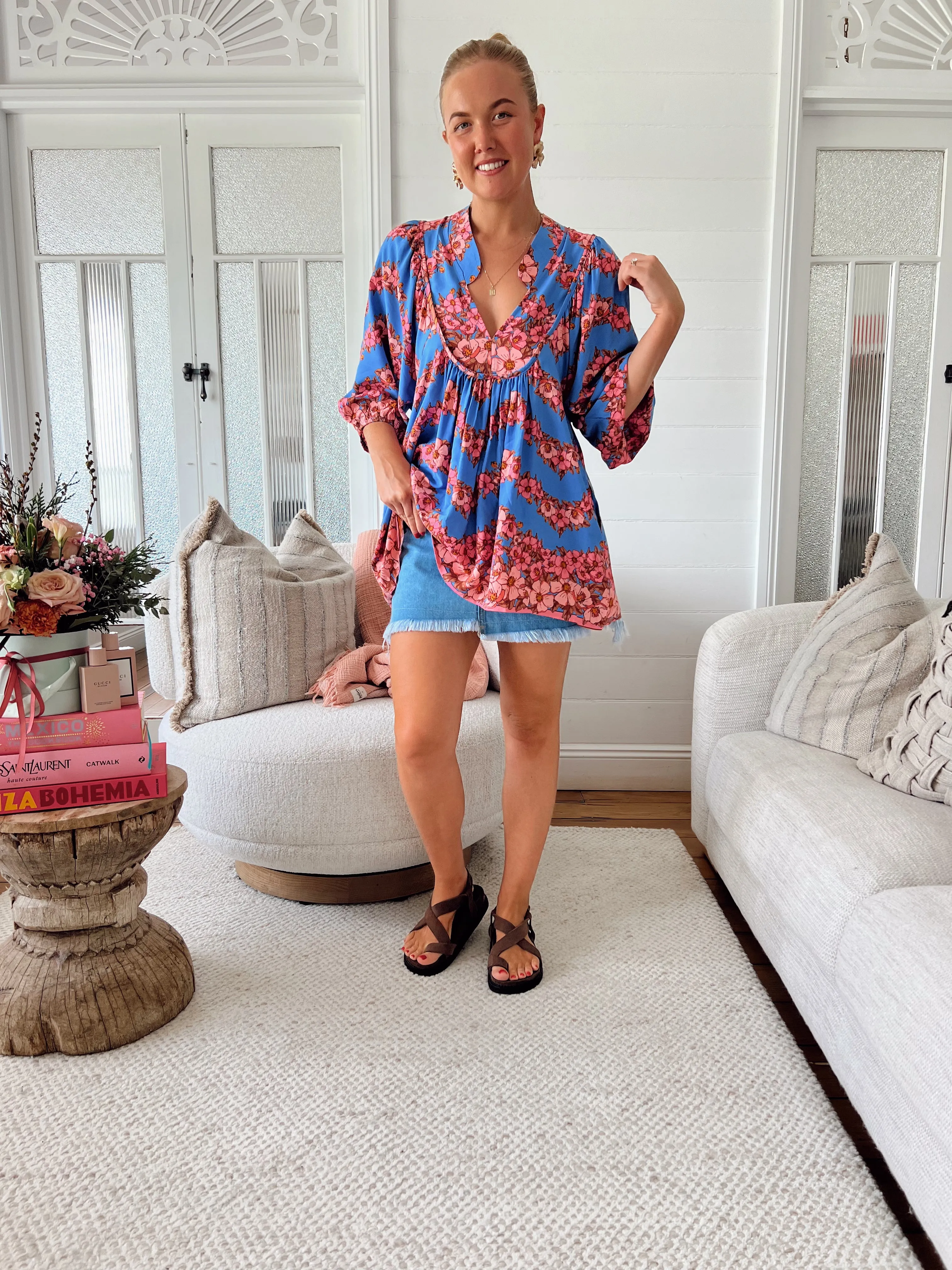 Little Flowers Print Boheme Blouse sold by Lilac and Mila product image thumbnail 5
