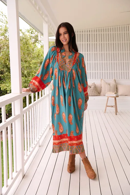 Melody Print Boheme Long Sleeve Midi sold by Lilac and Mila