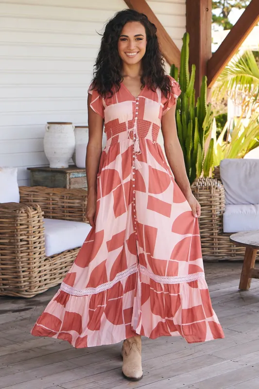 Cali Print Romi Maxi Dress sold by Lilac and Mila