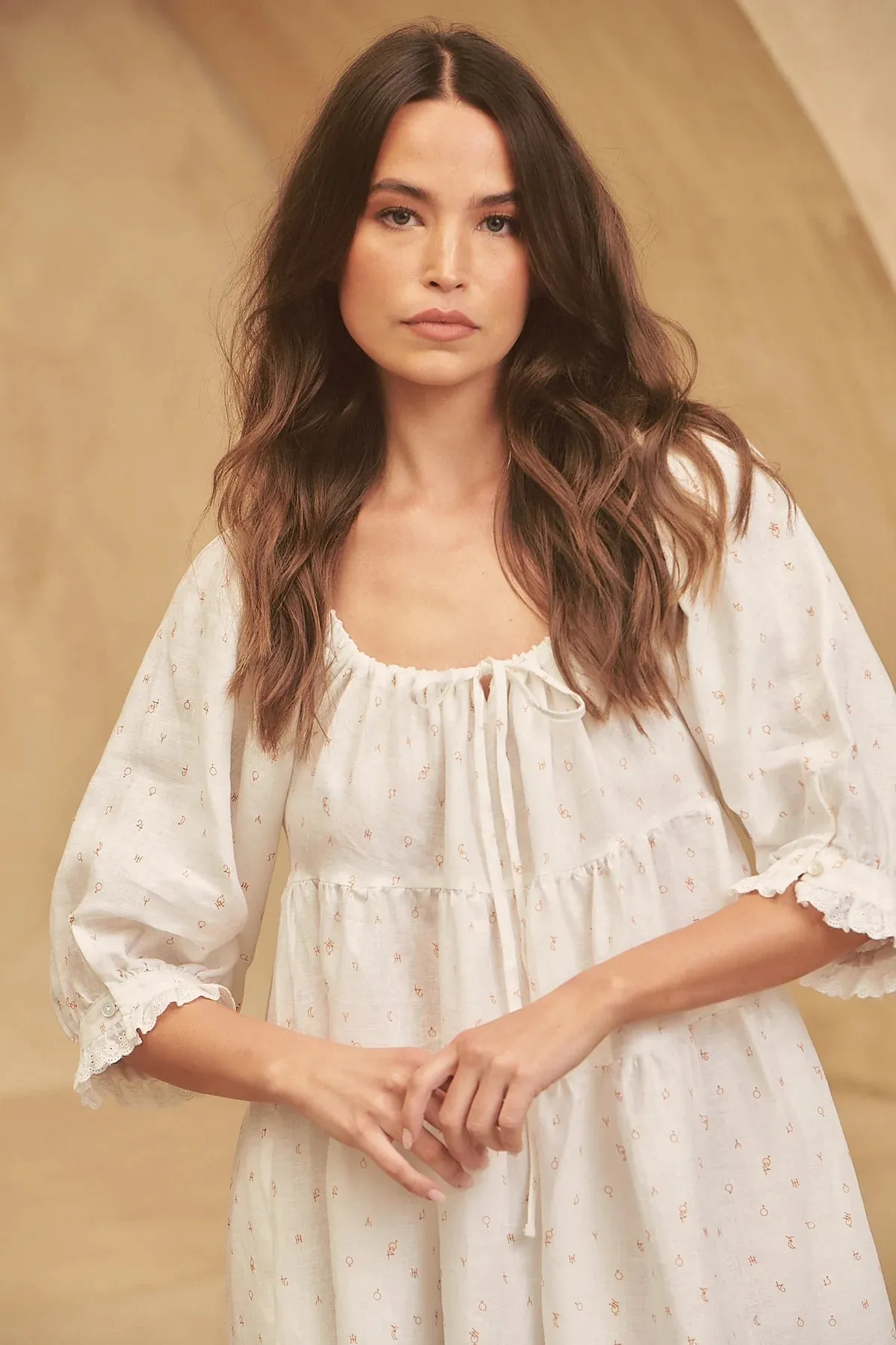 Eira Print Linen Liora Midi Dress sold by Lilac and Mila product image thumbnail 2