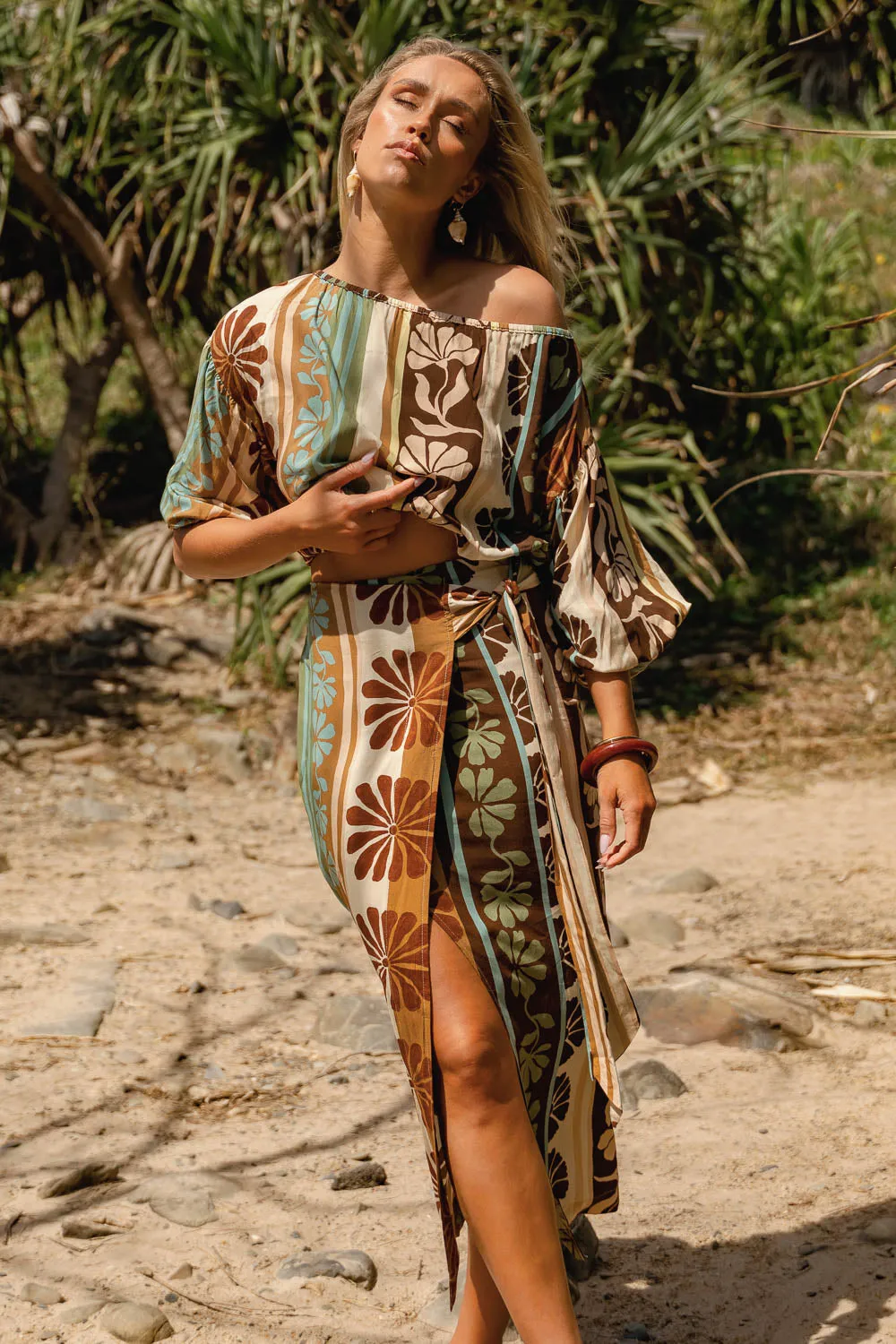 Cacao Mist Print Arabella Blouse sold by Lilac and Mila product image thumbnail 2