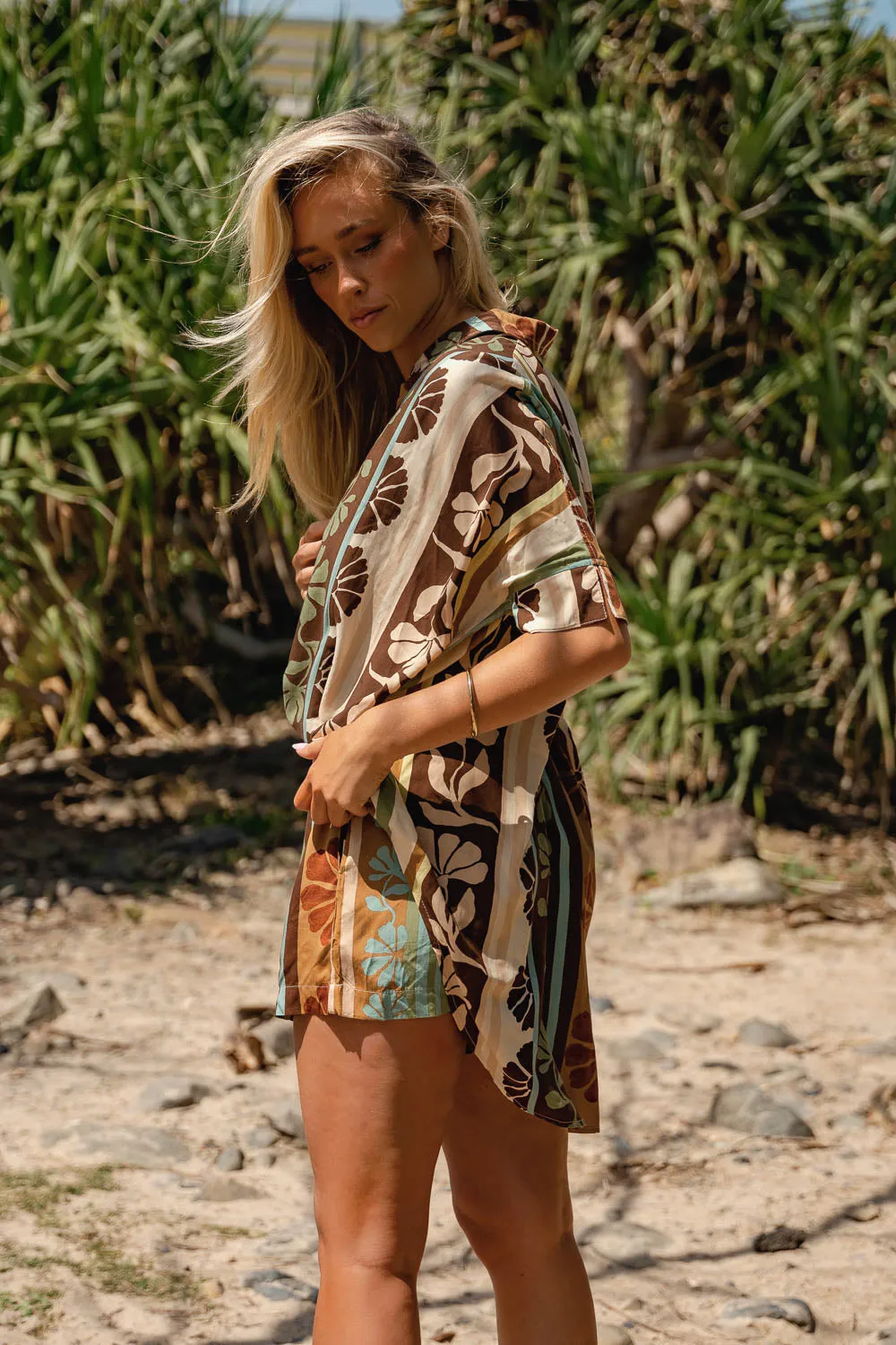 Cacao Mist Print River Shirt sold by Lilac and Mila product image thumbnail 3