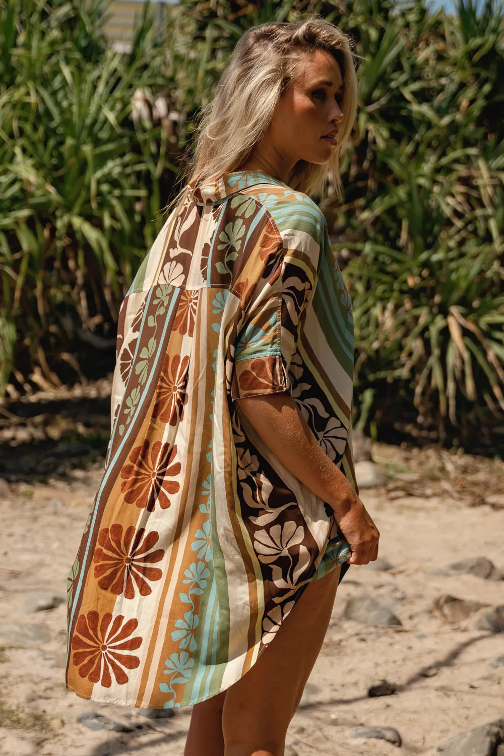Cacao Mist Print River Shirt sold by Lilac and Mila product image thumbnail 4