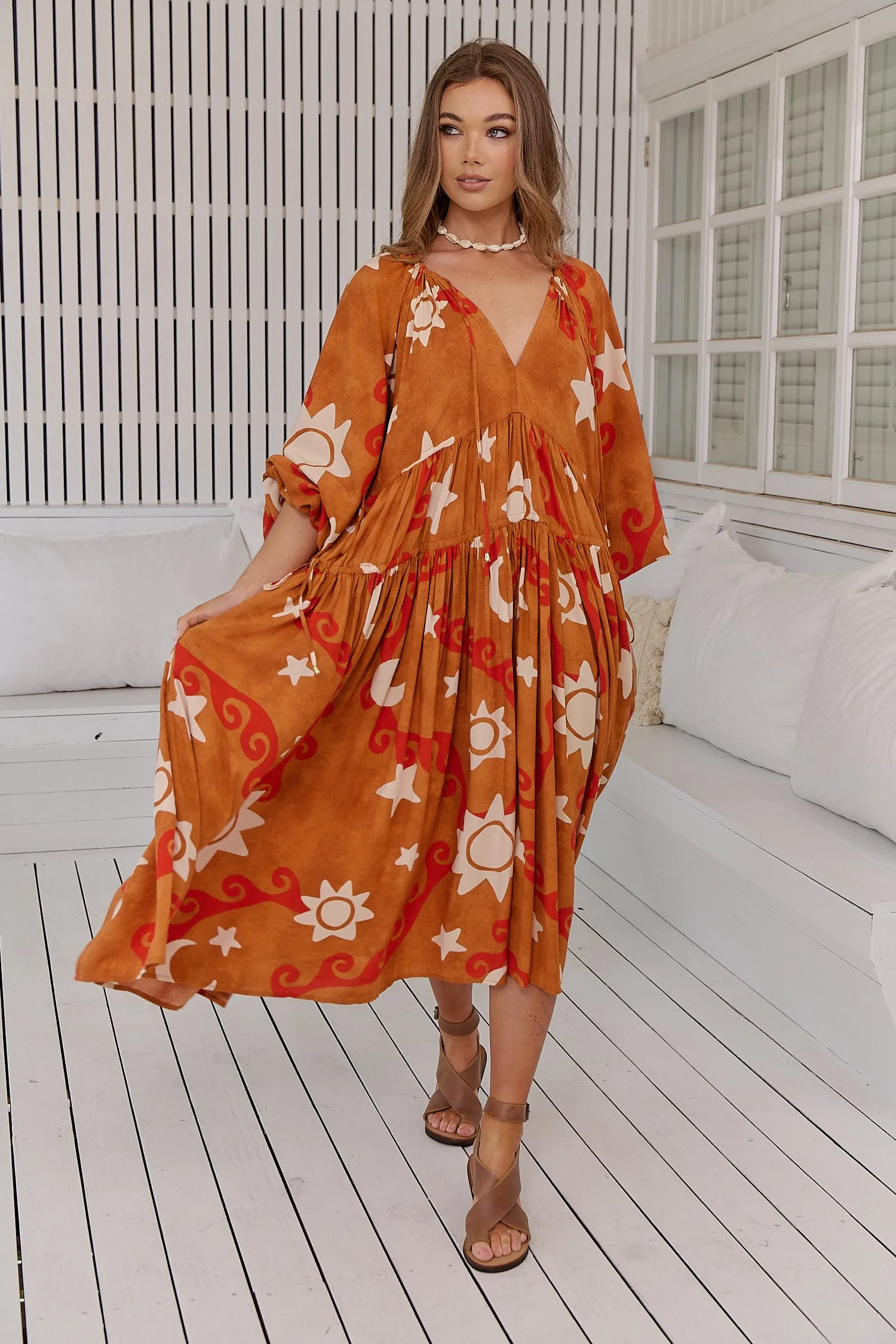 Sina Print Wilde Midi Dress sold by Lilac and Mila product image thumbnail 4