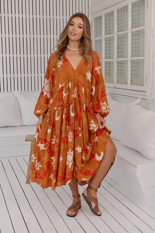 Sina Print Wilde Midi Dress made by Lilac and Mila