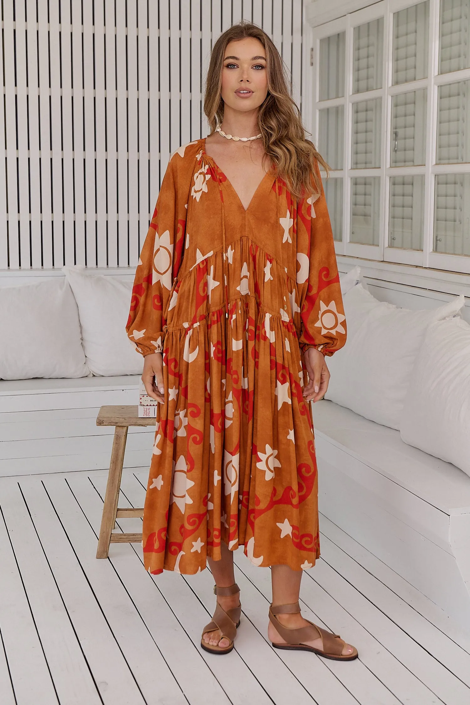 Sina Print Wilde Midi Dress sold by Lilac and Mila product image thumbnail 5