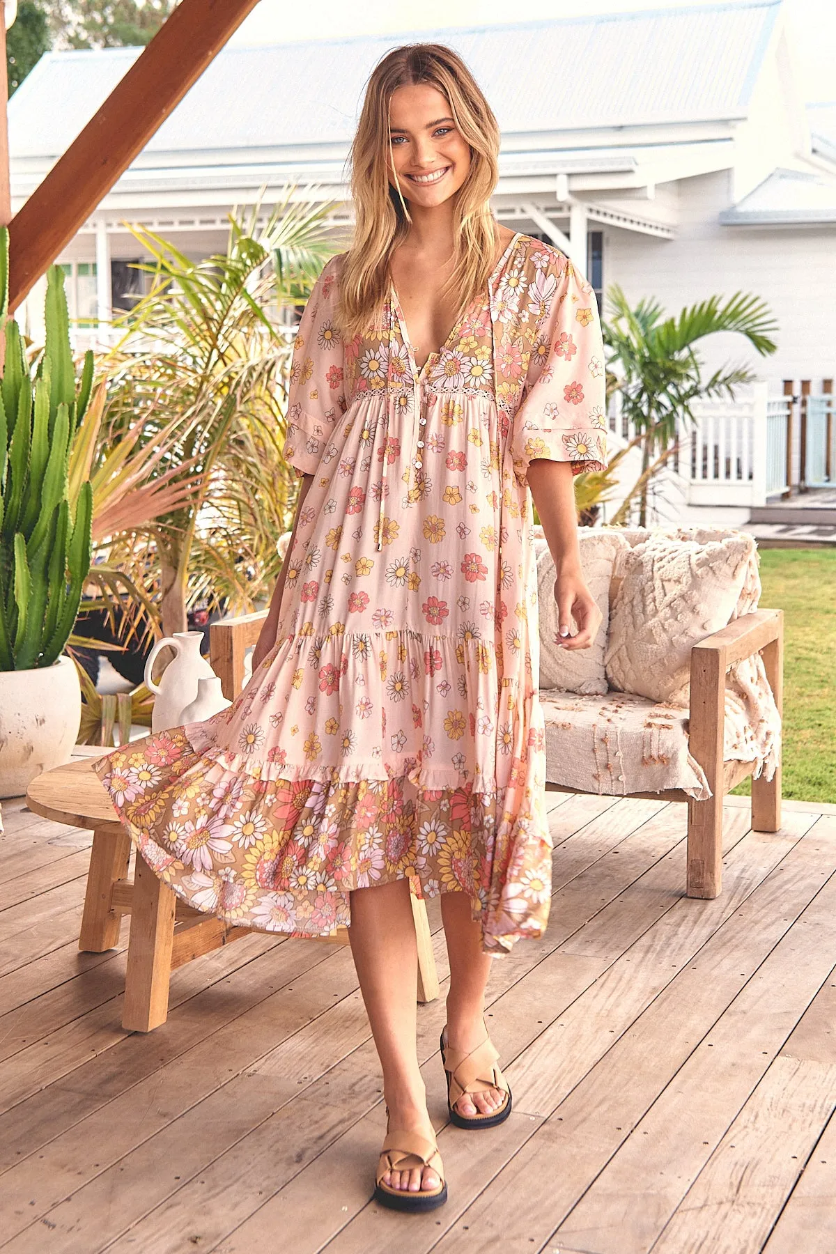 Daisies Print Monday Midi Dress sold by Lilac and Mila product image thumbnail 4