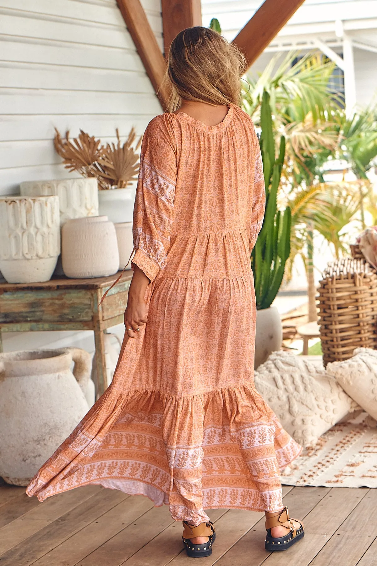 Peachy Print Blossom Midi Dress sold by Lilac and Mila product image thumbnail 4