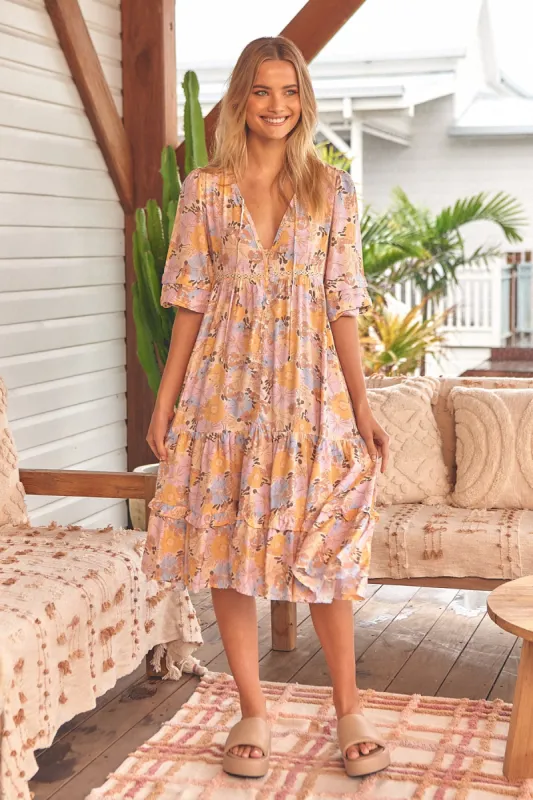 Emmy Print Monday Midi Dress sold by Lilac and Mila