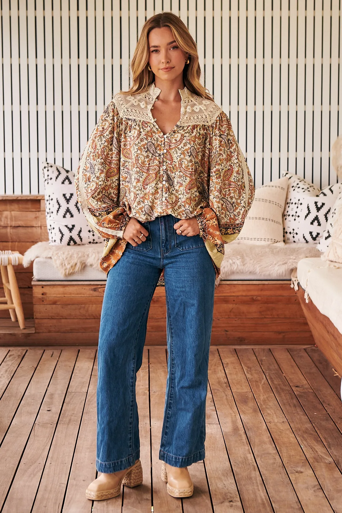 Oakie Print Florence Blouse sold by Lilac and Mila