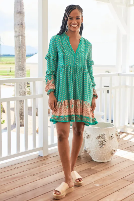 Jade Print Fey Mini Dress sold by Lilac and Mila