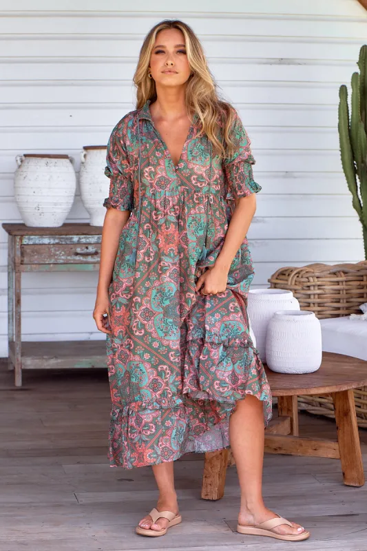 Cedar Print Kora Midi sold by Lilac and Mila