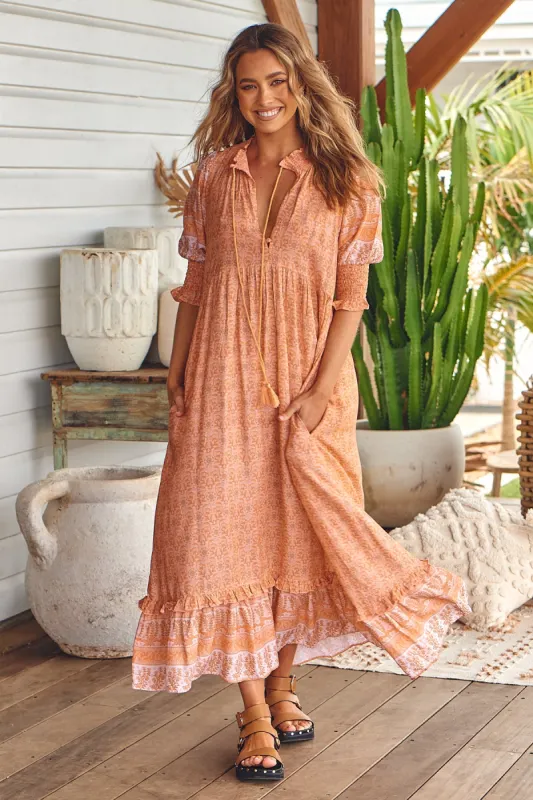Peachy Print Kora Midi sold by Lilac and Mila