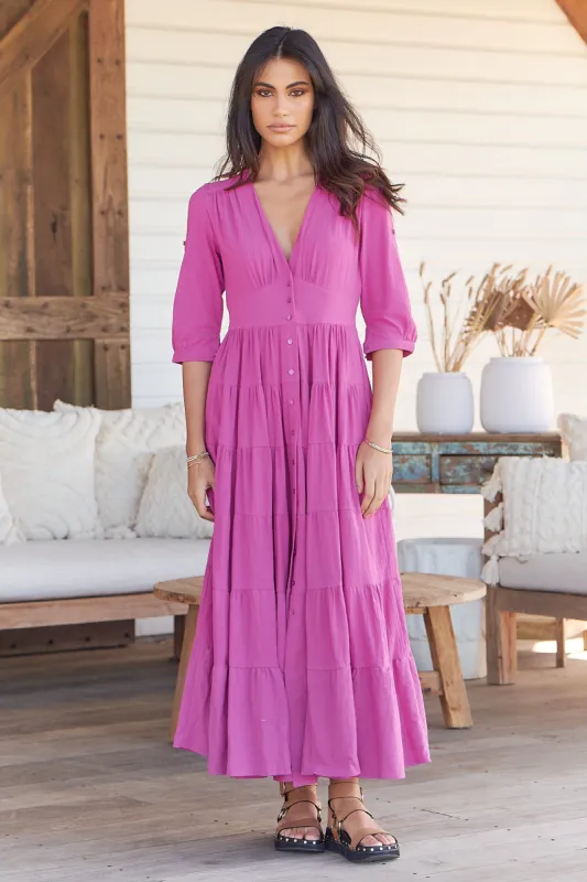 Fuscia Print Berry Maxi Dress made by Lilac and Mila