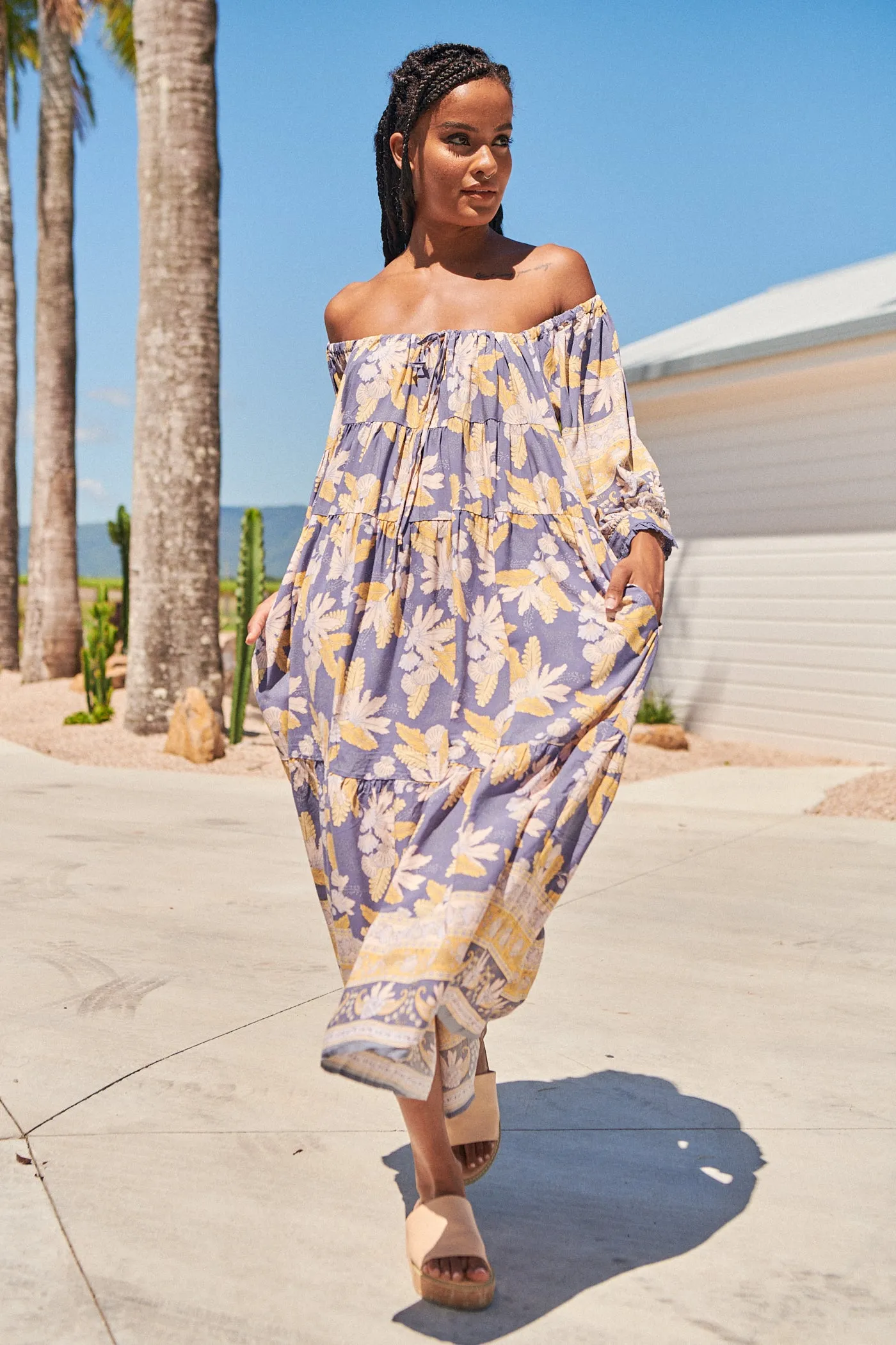 Ray Print Blossom Midi Dress sold by Lilac and Mila product image thumbnail 3