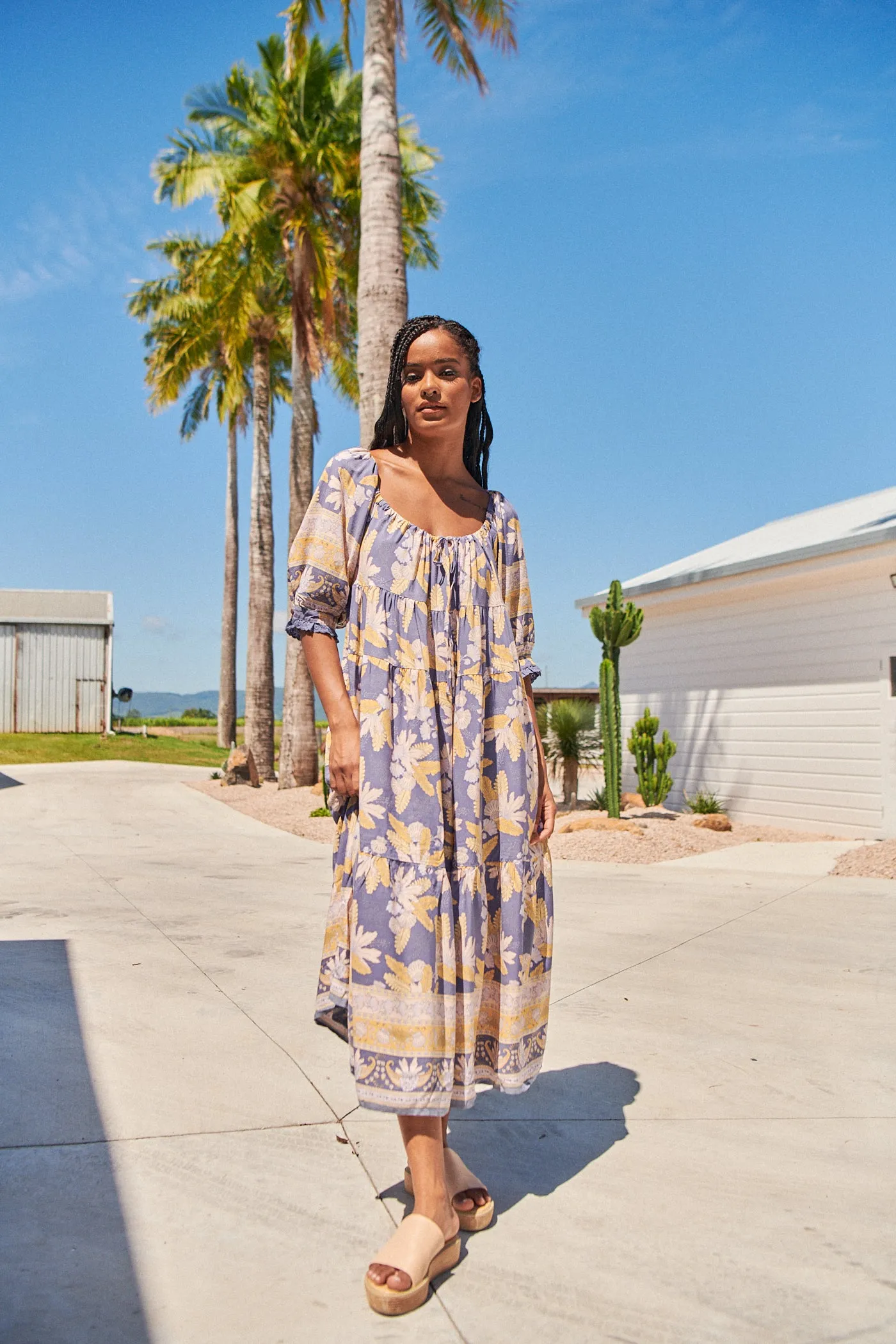 Ray Print Blossom Midi Dress sold by Lilac and Mila product image thumbnail 4