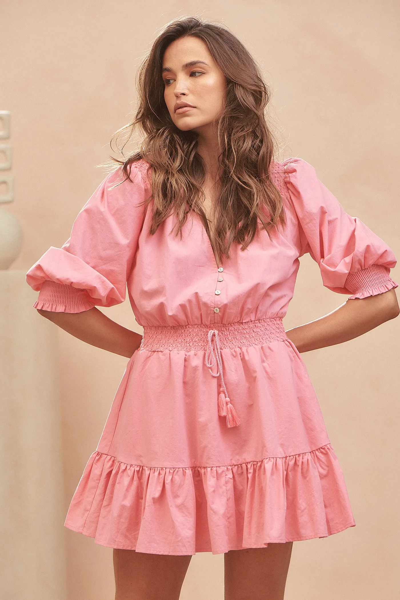 Pink Cotton Candy Print Quinn Mini Dress sold by Lilac and Mila